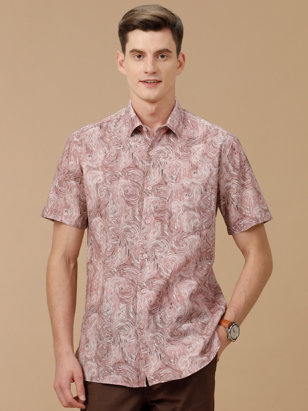

CAVALLO by Linen Club Men Contemporary Slim Fit Opaque Printed Casual Shirt, Purple