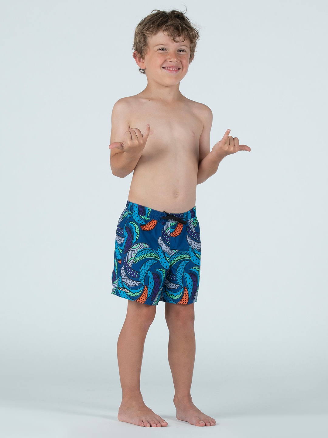 

OLAIAN By Decathlon Boys Printed Swim Drawstring Bottoms, Blue