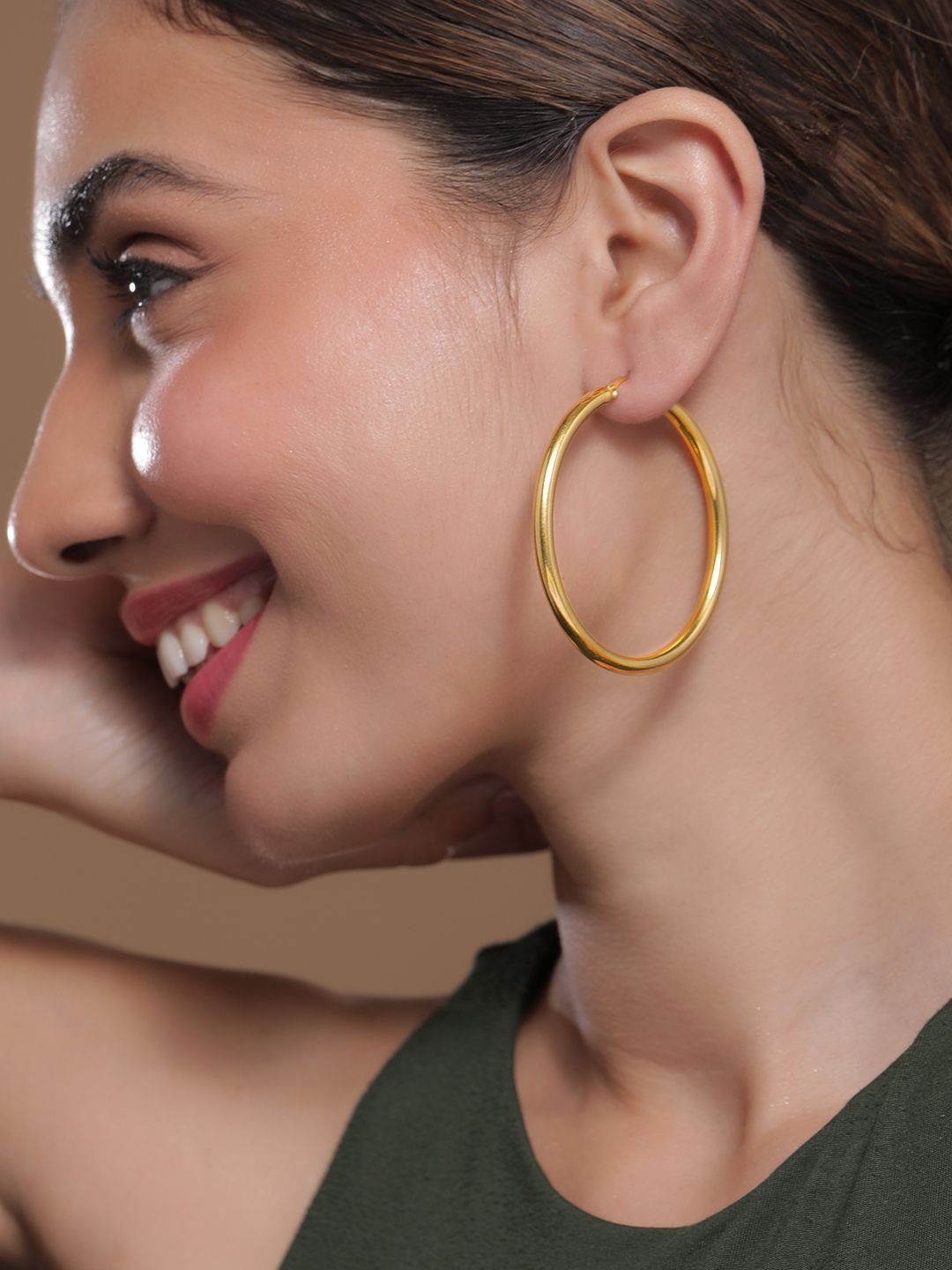 

Rubans 18K Gold Plated Stainless Steel Tarnish-Free Waterproof Demi-Fine Hoop Earrings