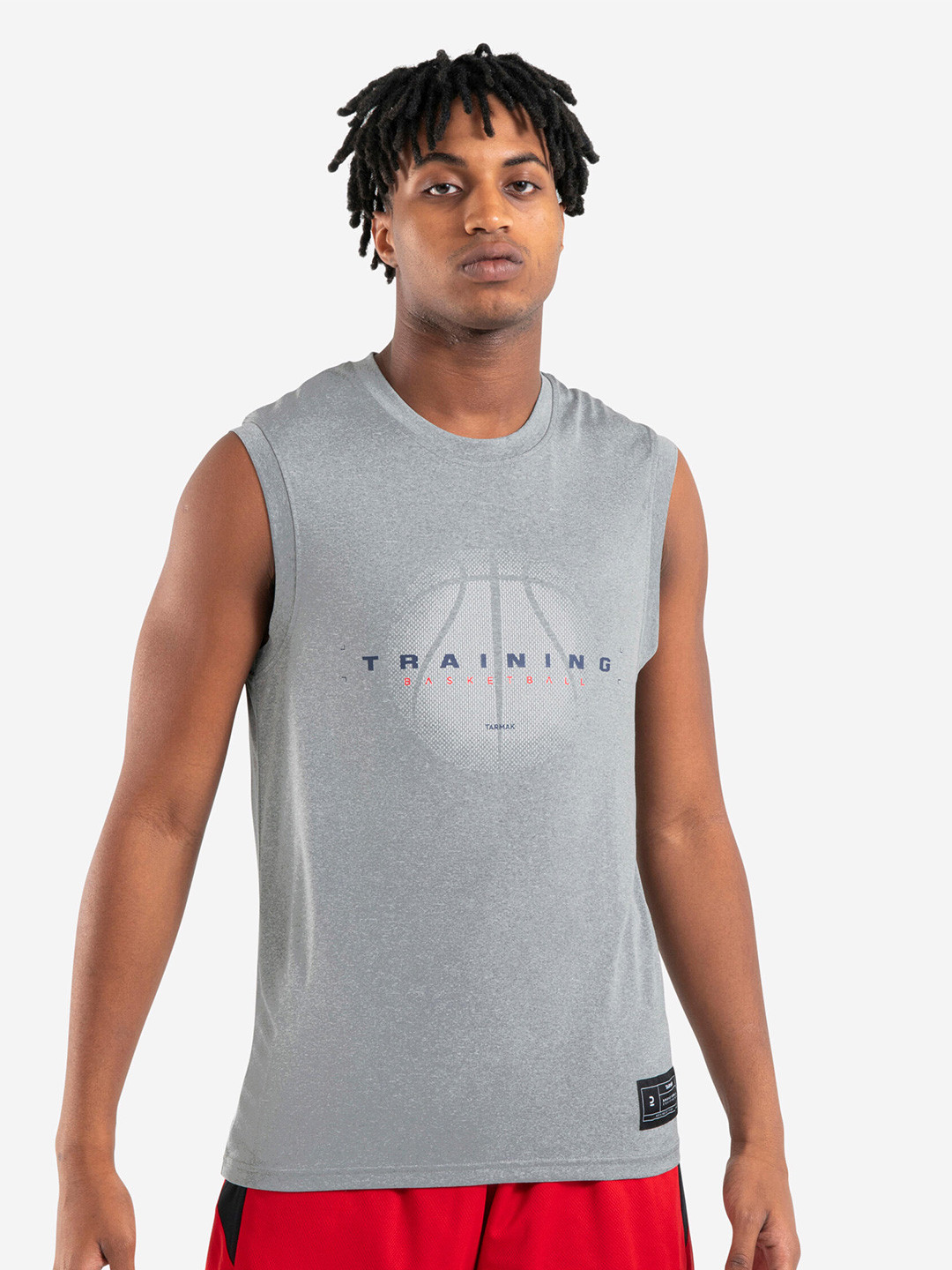 

TARMAK By Decathlon Men Printed Crew Neck Tank Top Basketball Jersey, Grey