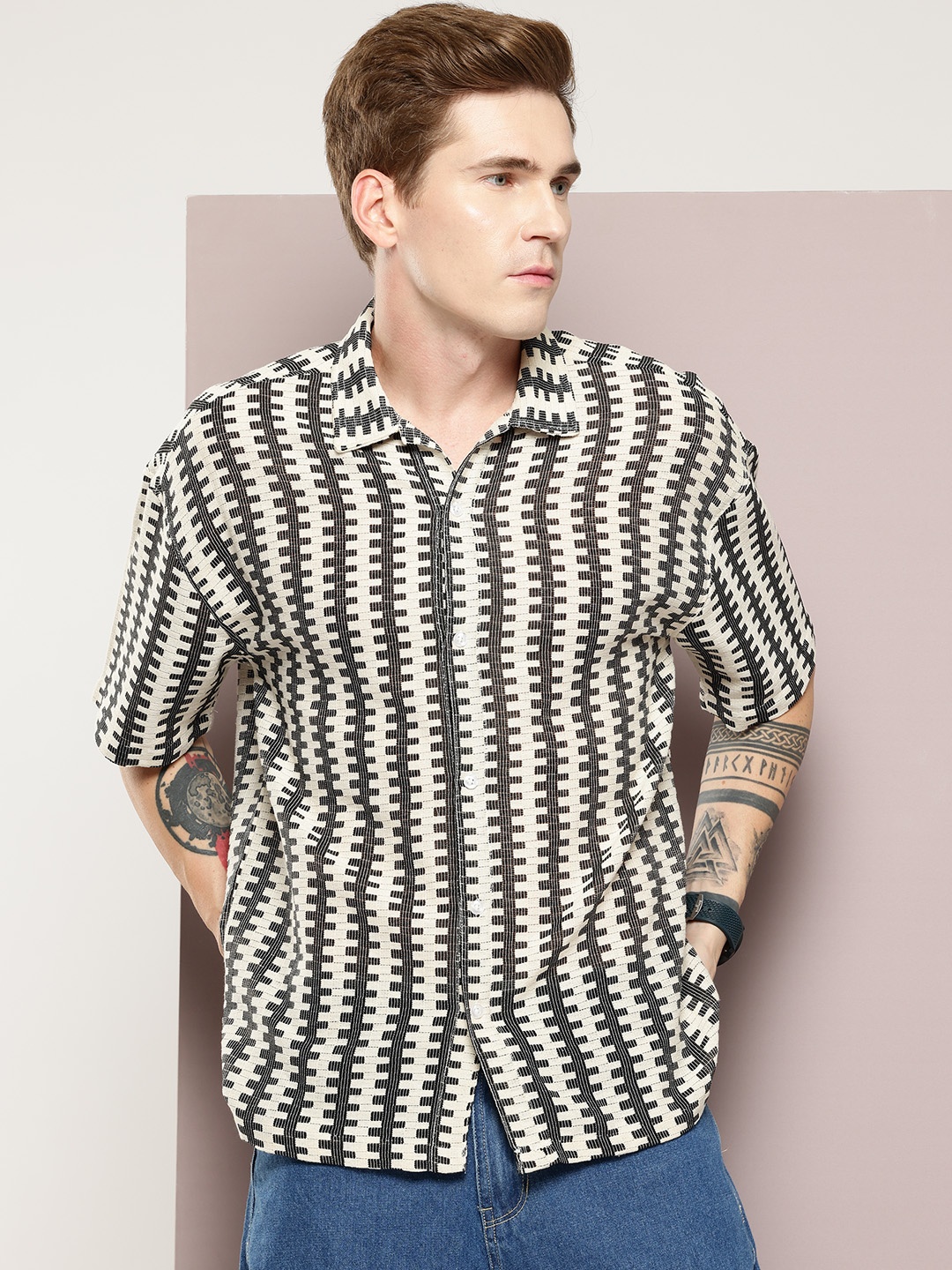 

Kook N Keech Sheer Casual Shirt, Cream