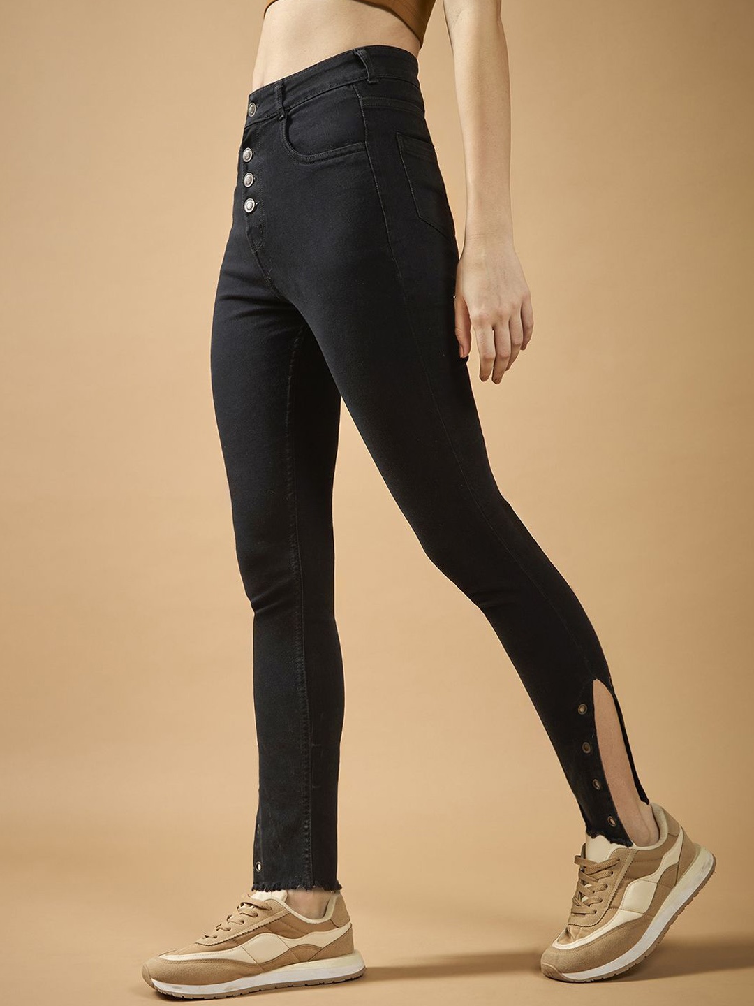 

The Lifestyle Co.Women Skinny Fit Relaxed High Rise Denim Stretchable Jeans, Black