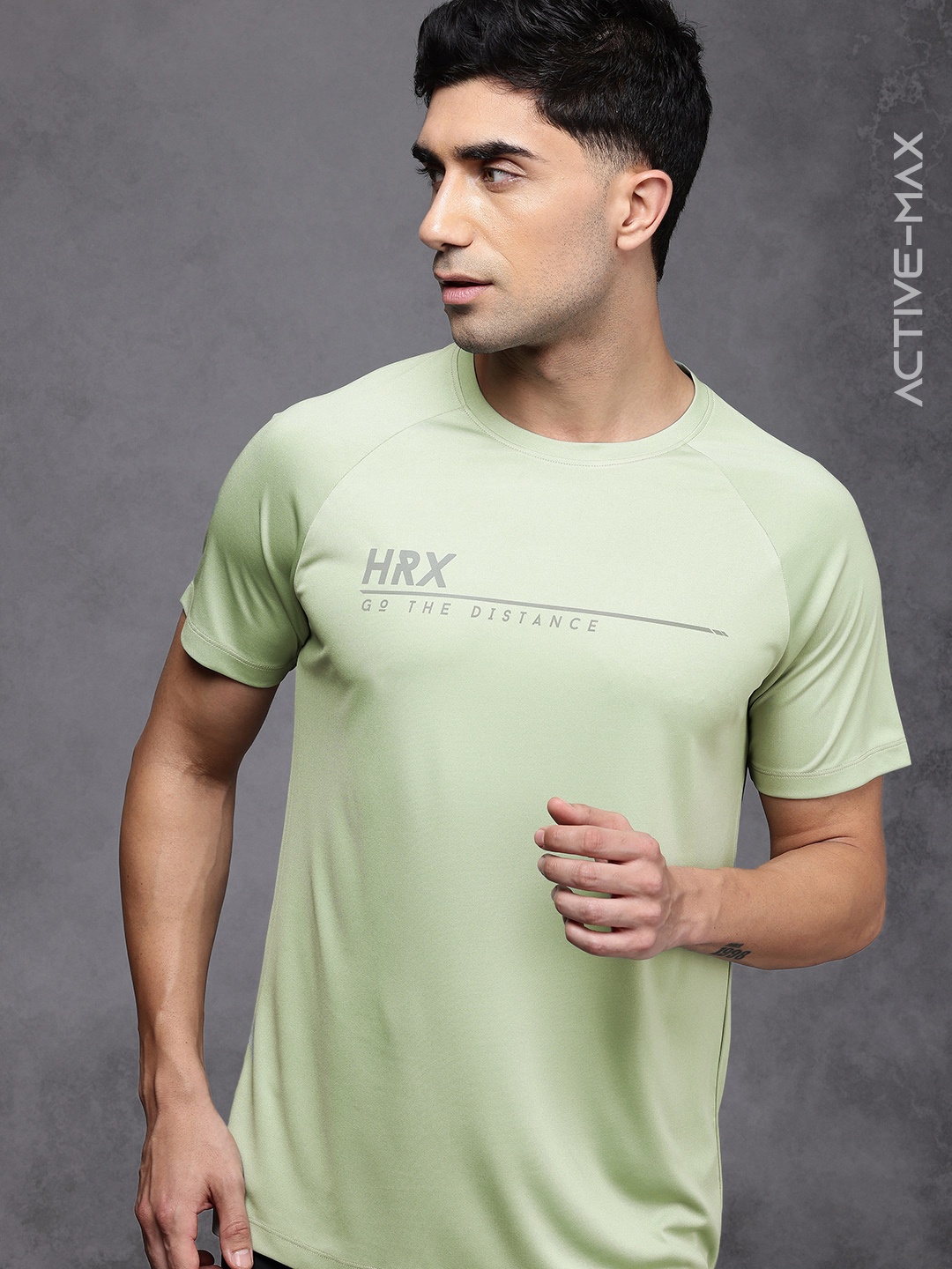 

HRX by Hrithik Roshan Typography Detail Rapid Dry Running T-shirt, Olive