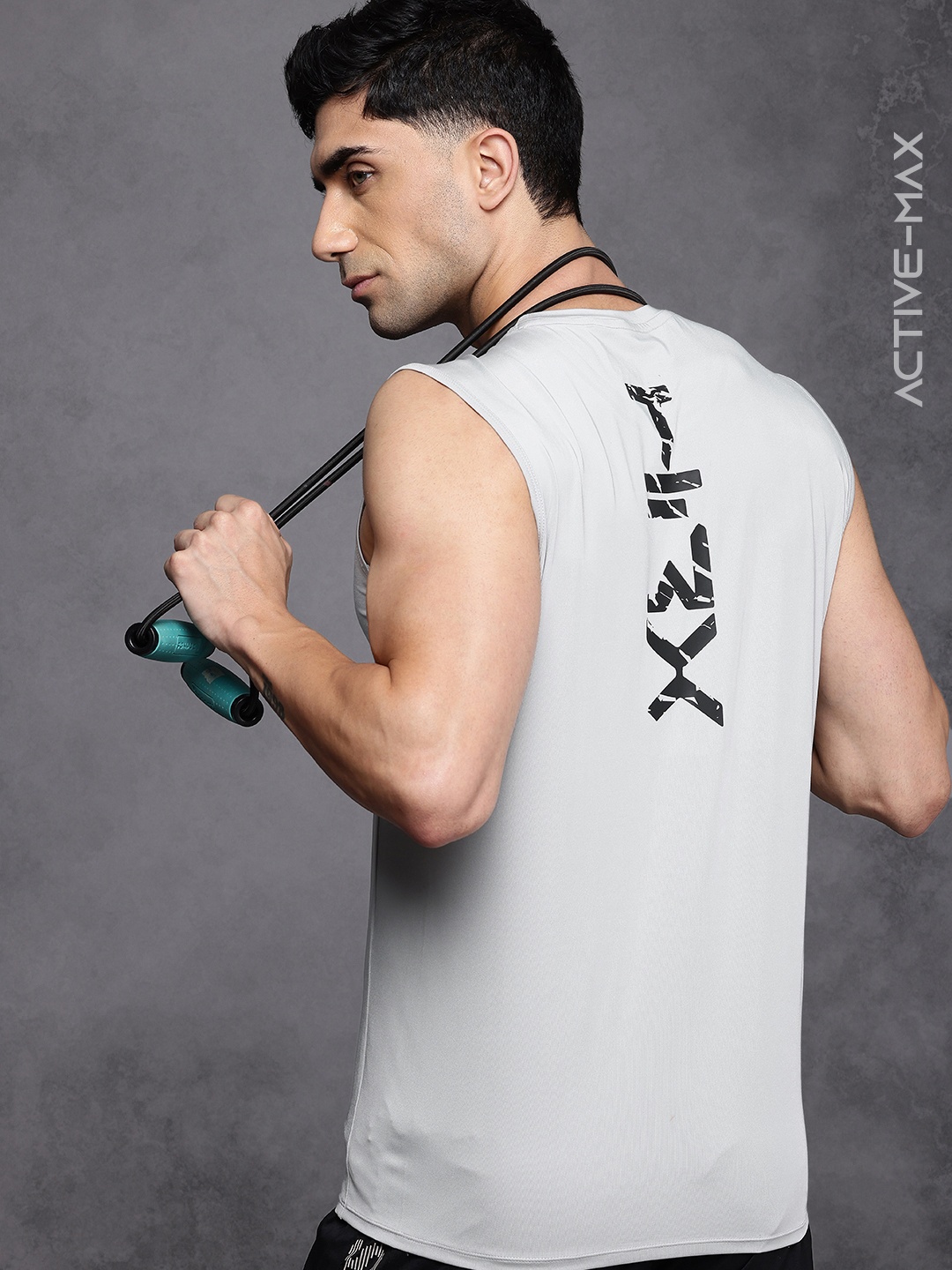 

HRX by Hrithik Roshan Rapid Dry Training Tank T-shirt With Shifted Seam, Grey