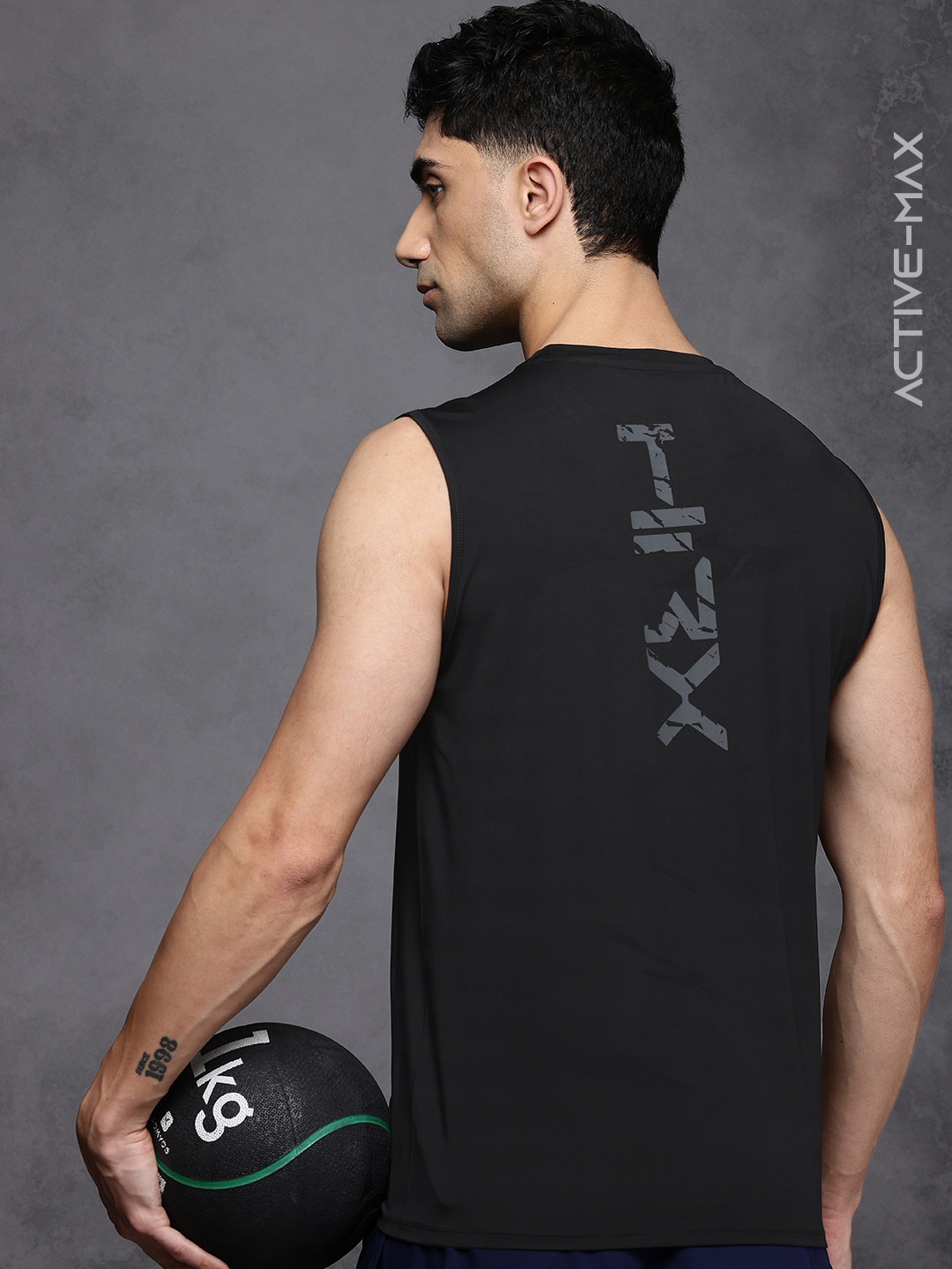 

HRX by Hrithik Roshan Brand Logo Printed Training T-shirt, Black