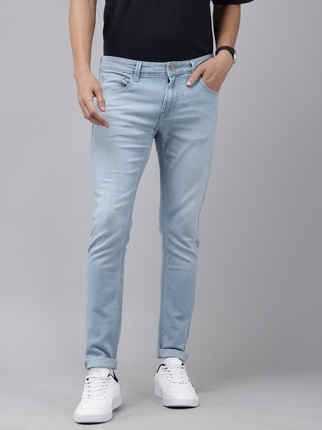 

SPYKAR Men Super Skinny Fit Low-Rise Light Fade Stretchable Jeans, Blue