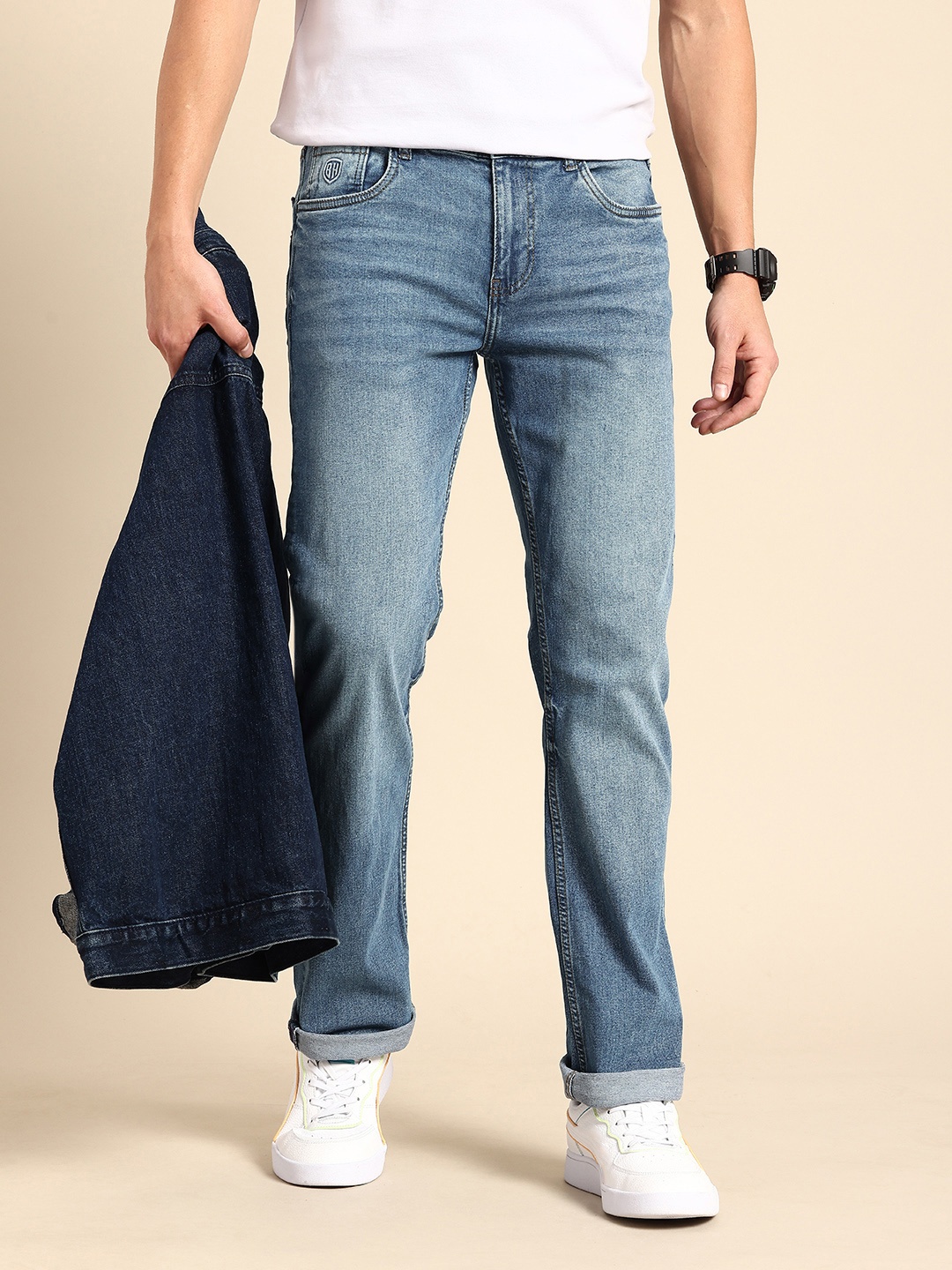 

Being Human Men Straight Fit Light Fade Stretchable Jeans, Blue