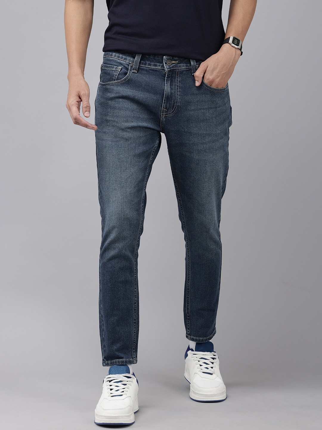 

SPYKAR Men Kano Slim Fit Light Fade Stretchable Jeans, Blue