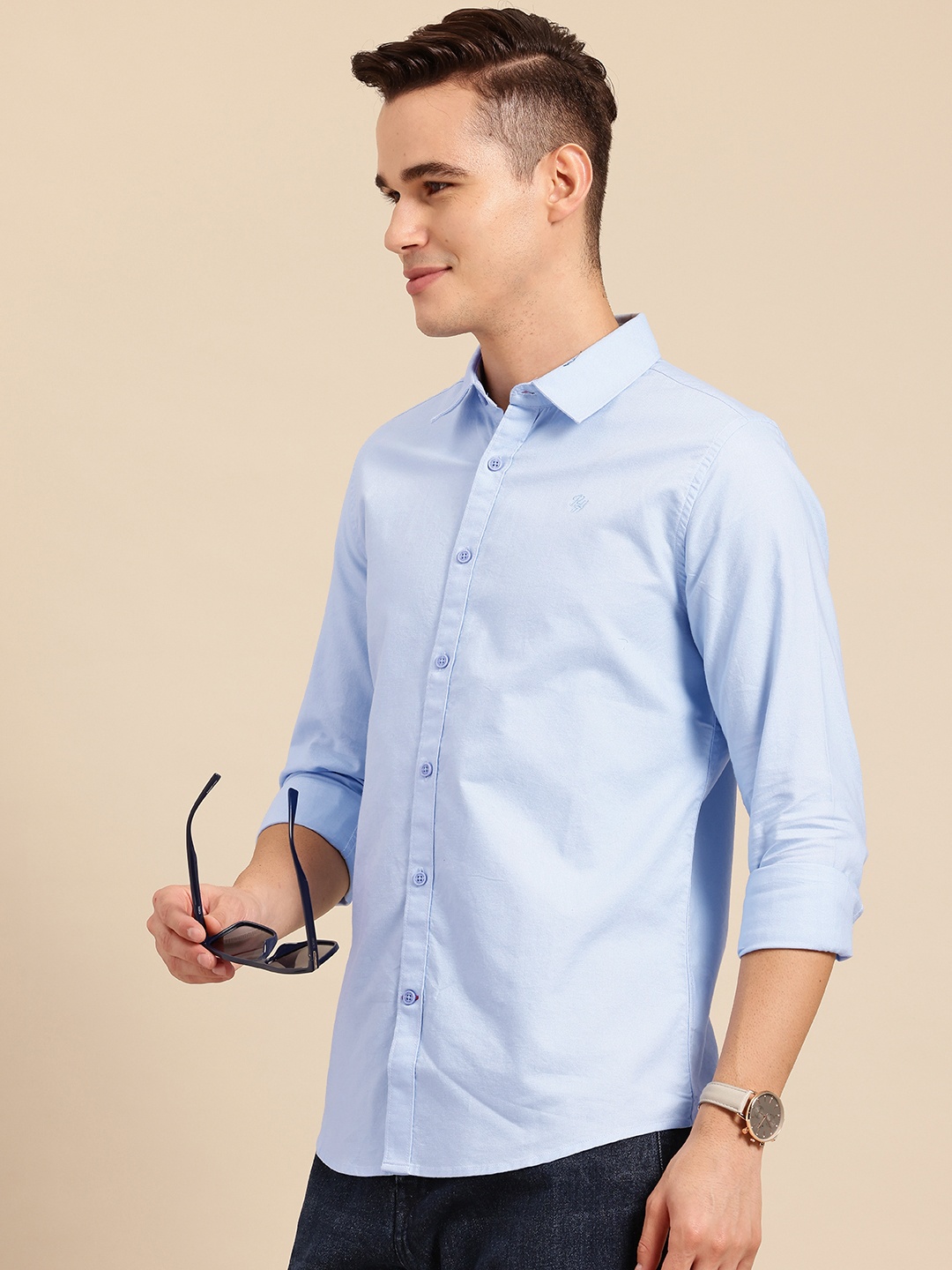 

Being Human Pure Cotton Classic Slim Fit Casual Shirt, Blue