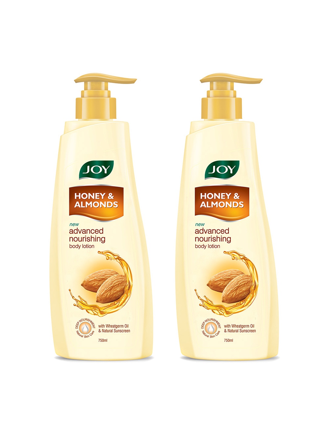

JOY Set Of 2 Honey & Almonds Advanced Nourishing Body Lotion For Winters - 750ml Each, Yellow