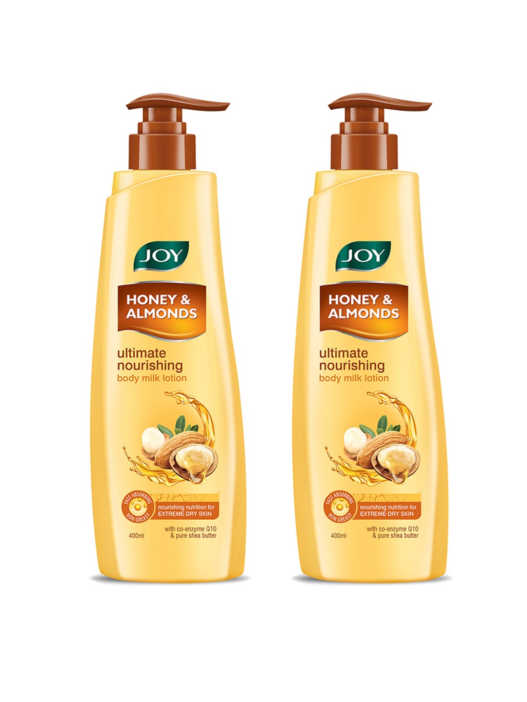 

JOY Set Of 2 Honey & Almonds Ultimate Nourishing Body Milk Lotion - 400ml Each, Yellow