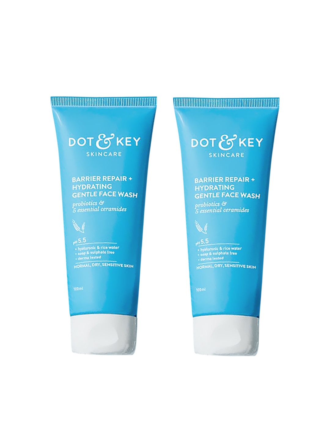 

DOT & KEY Set Of 2 Barrier Repair Hydrating Gentle Face Wash - 100ml Each, Blue