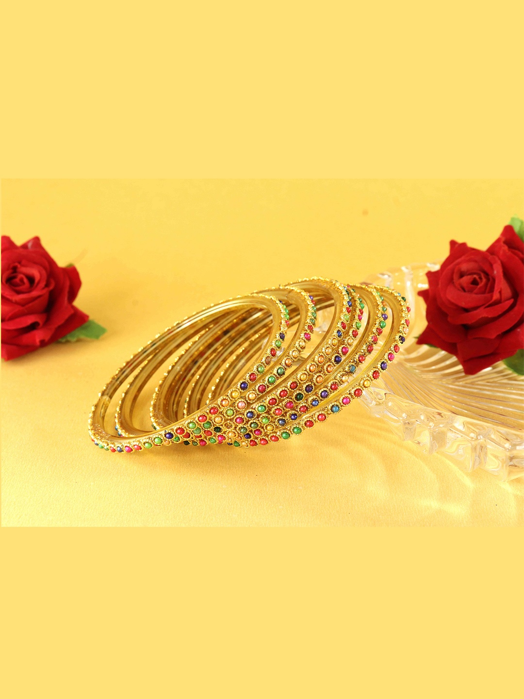 

NMII Set Of 12 Artificial Beads Bangles, Beige