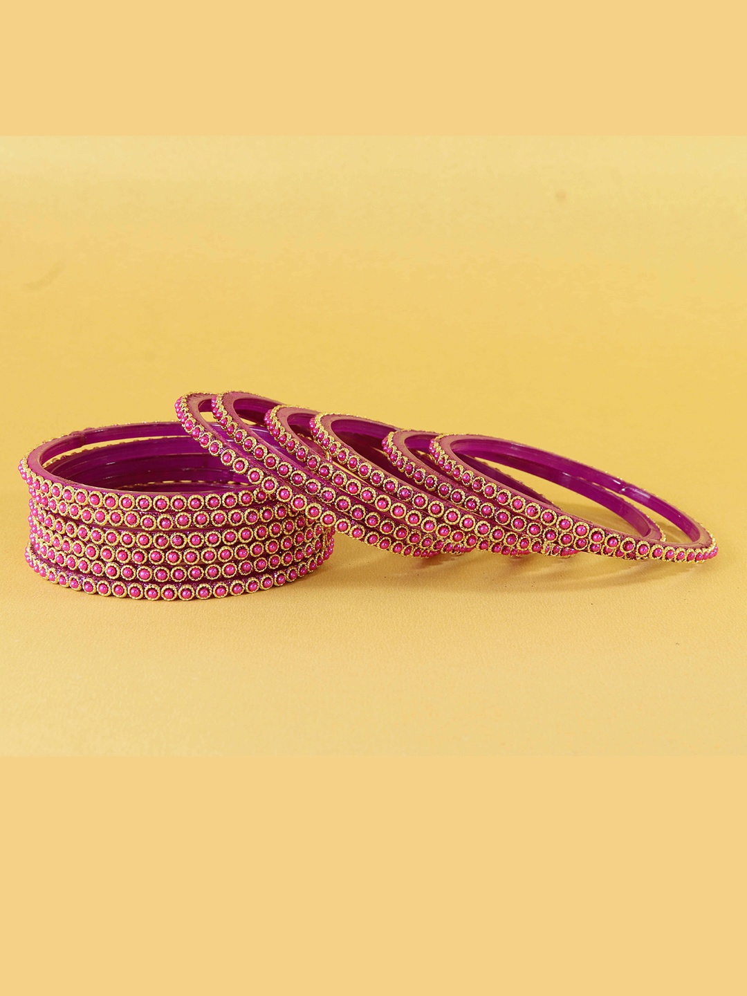 

NMII Set Of 12 Artificial Beads Bangles, Magenta