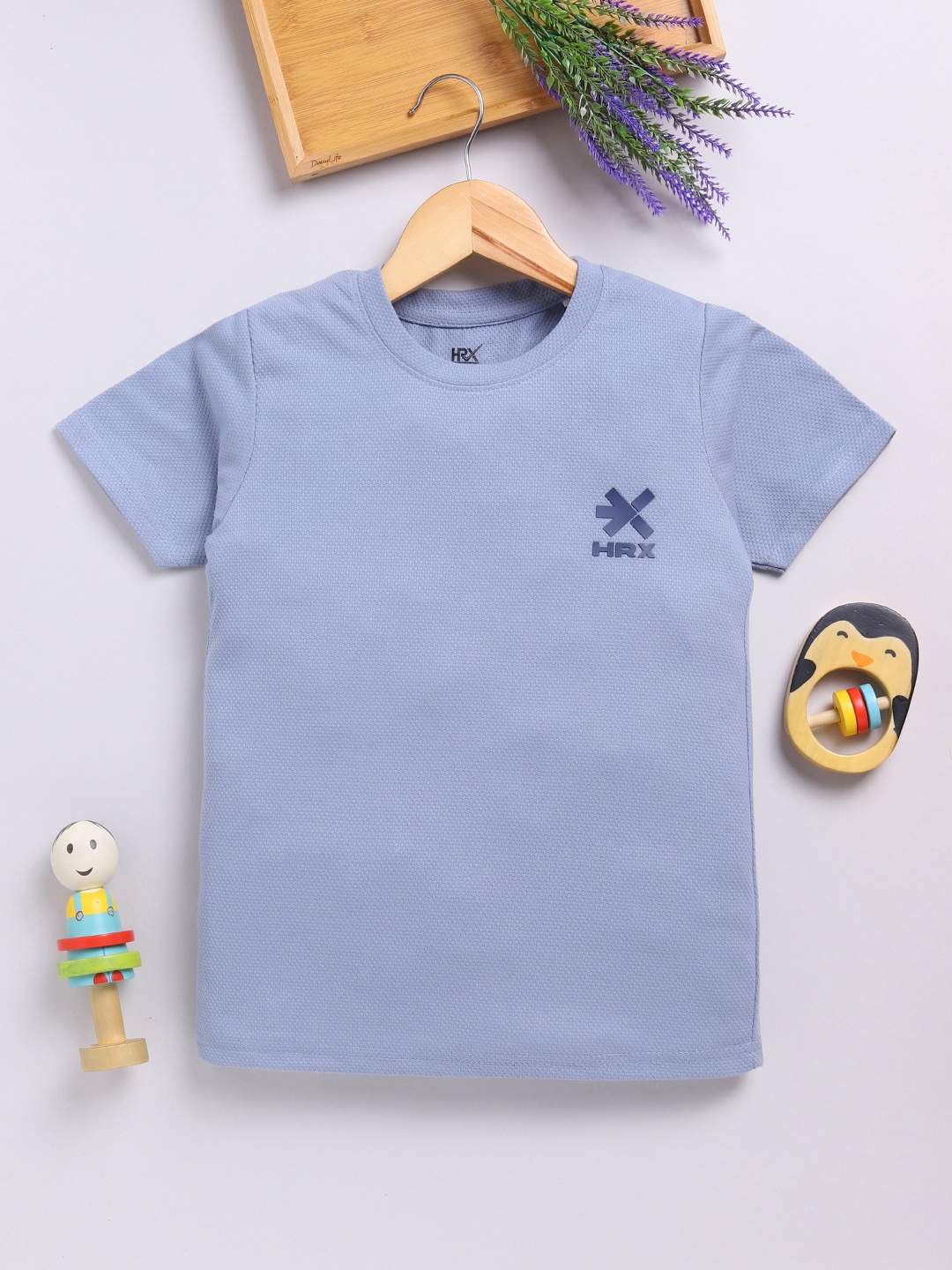 

HRX by Hrithik Roshan Boys Textured T-shirt, Blue