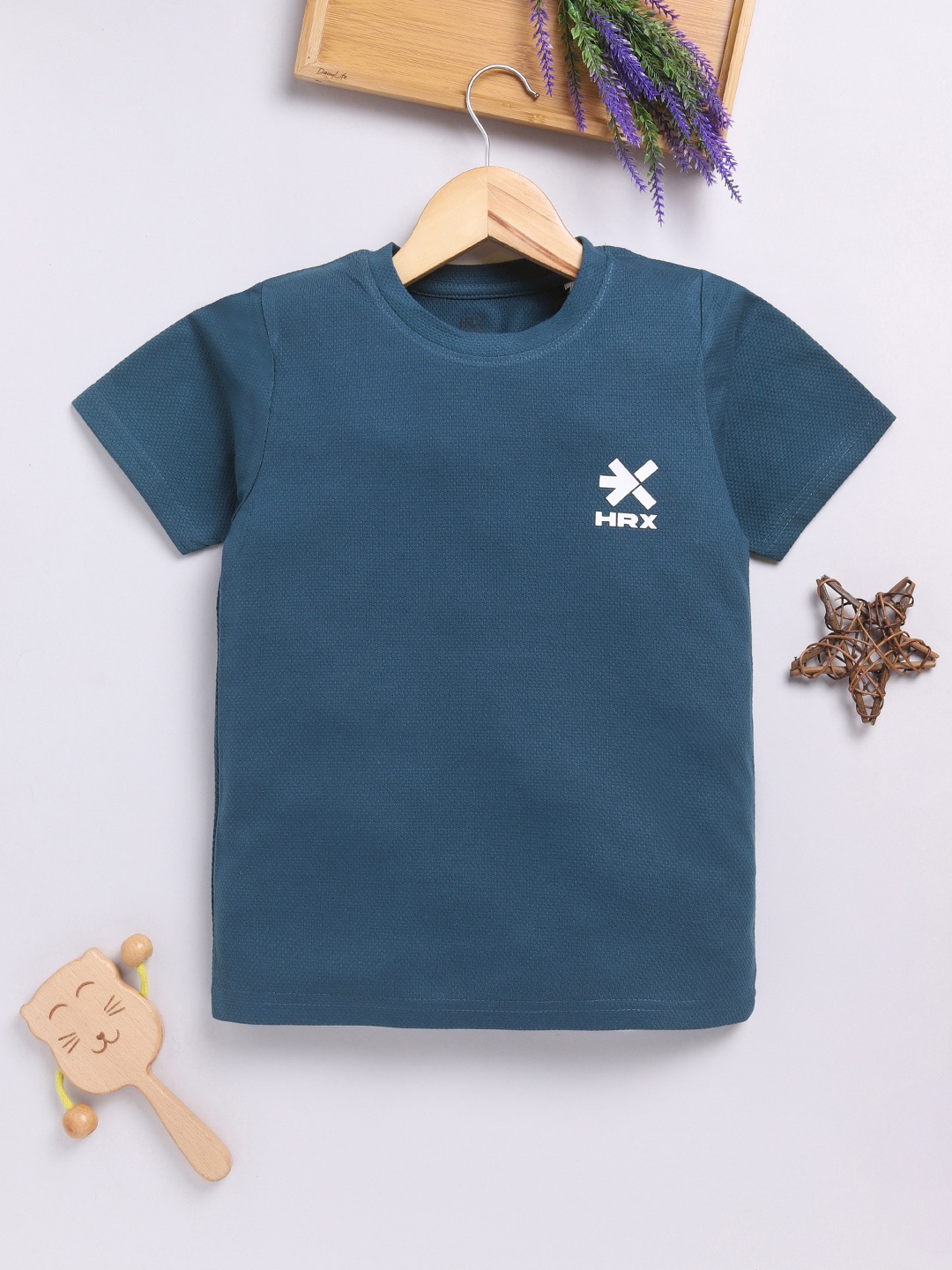 

HRX by Hrithik Roshan Boys Textured T-shirt, Teal