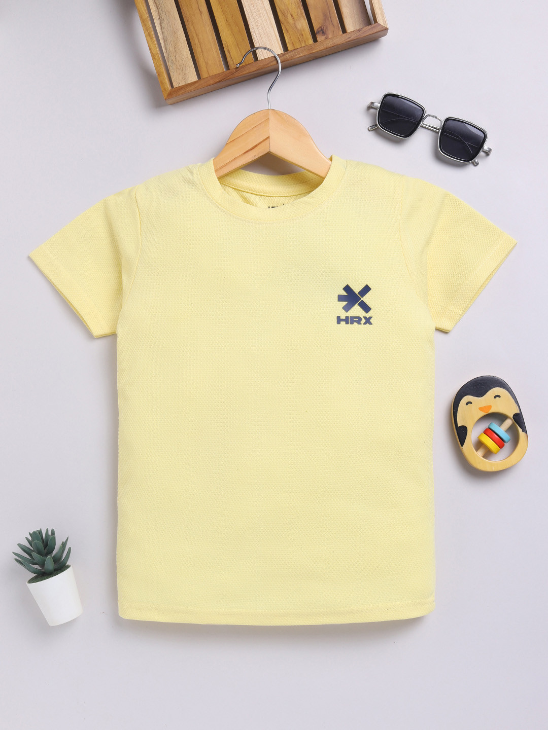 

HRX by Hrithik Roshan Boys Textured T-shirt, Yellow