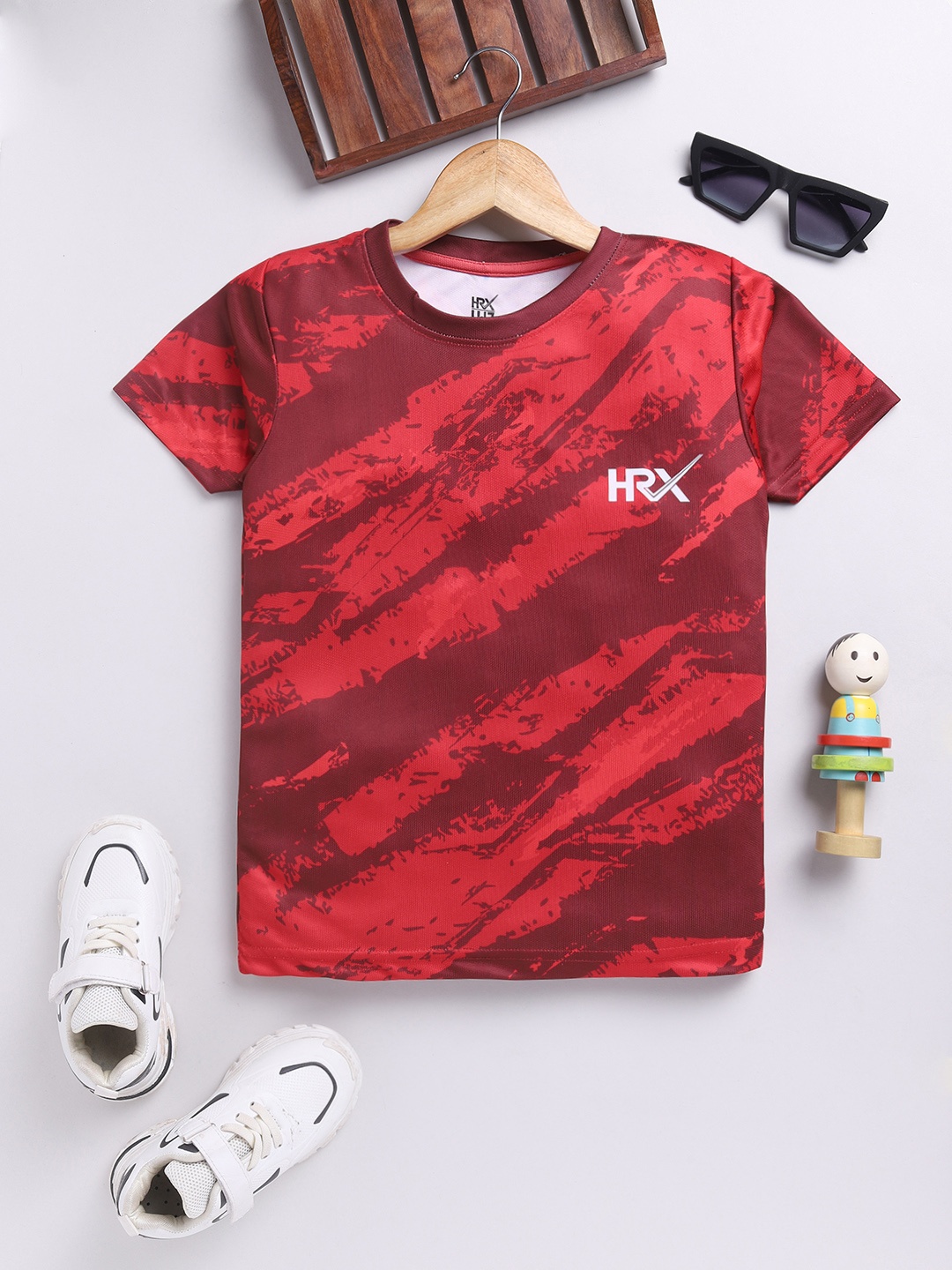 

HRX by Hrithik Roshan Boys Printed Moisture Wicking T-shirt, Red