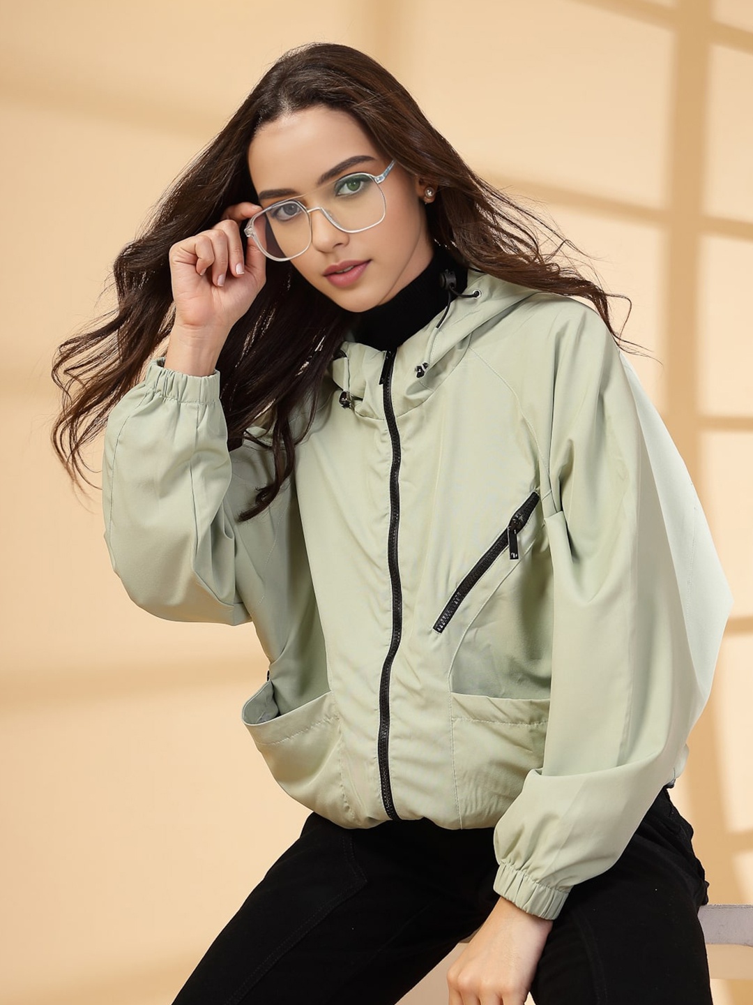 CHKOKKO Women Running Sporty Jacket, Green