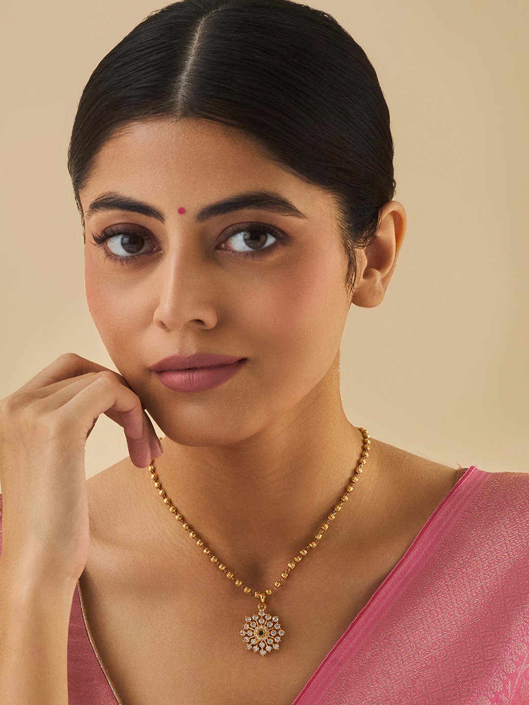 

Kushal's Fashion Jewellery 92.5 Pure Silver Gold-Plated Floral Pendant