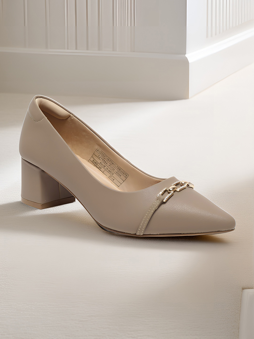 

Van Heusen Block Heel Embellished Pumps, Taupe