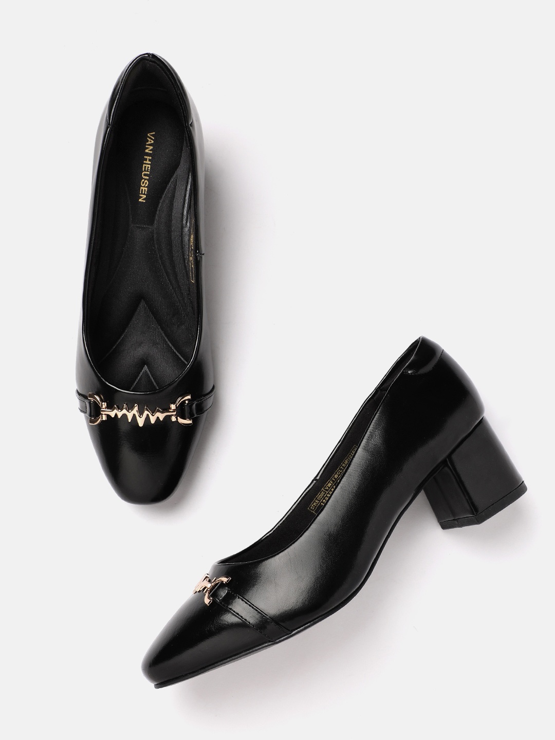 

Van Heusen Block Heel Metallic Detail Pumps, Black