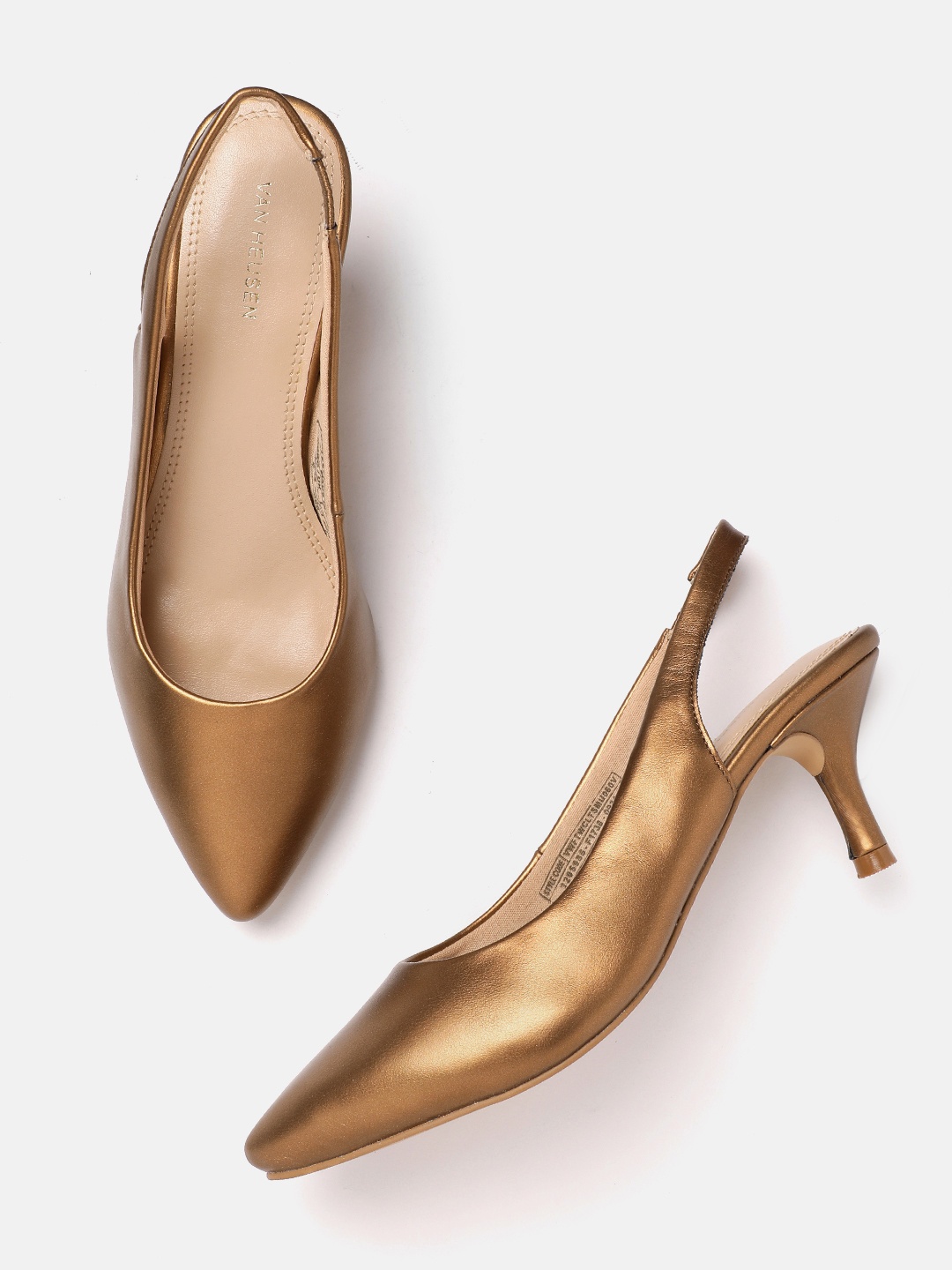 

Van Heusen Pointed Toe Slim Heel Mules, Gold