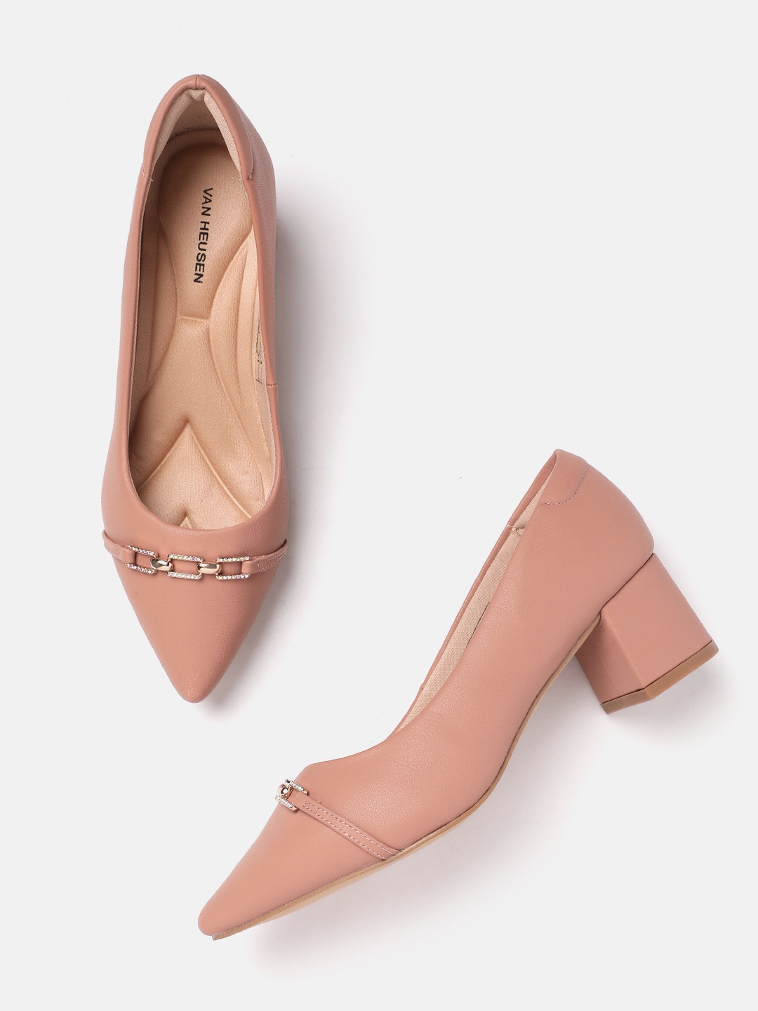 

Van Heusen Block Heel Embellished Pumps, Pink