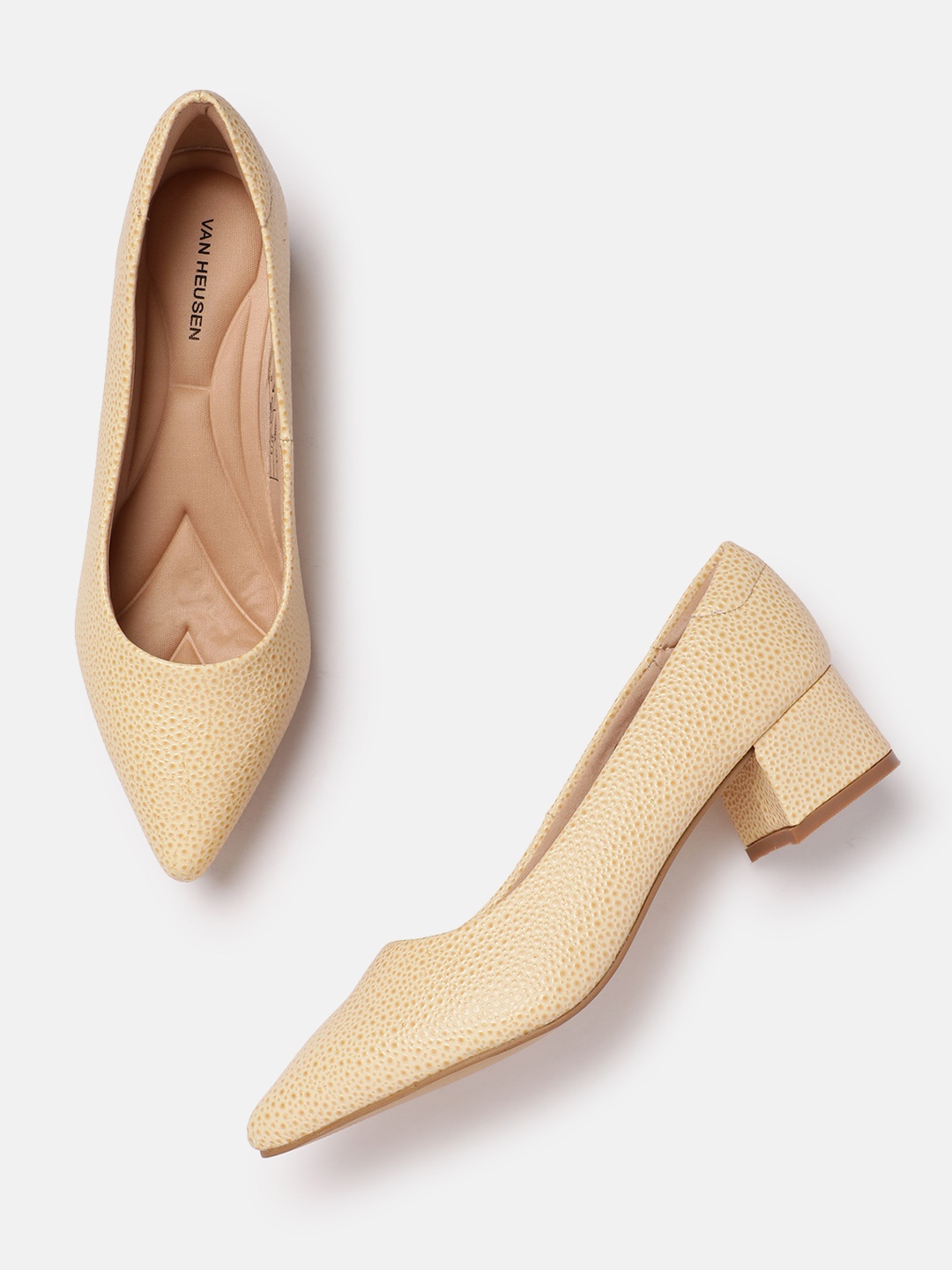 

Van Heusen Textured Block Heel Pumps, Cream