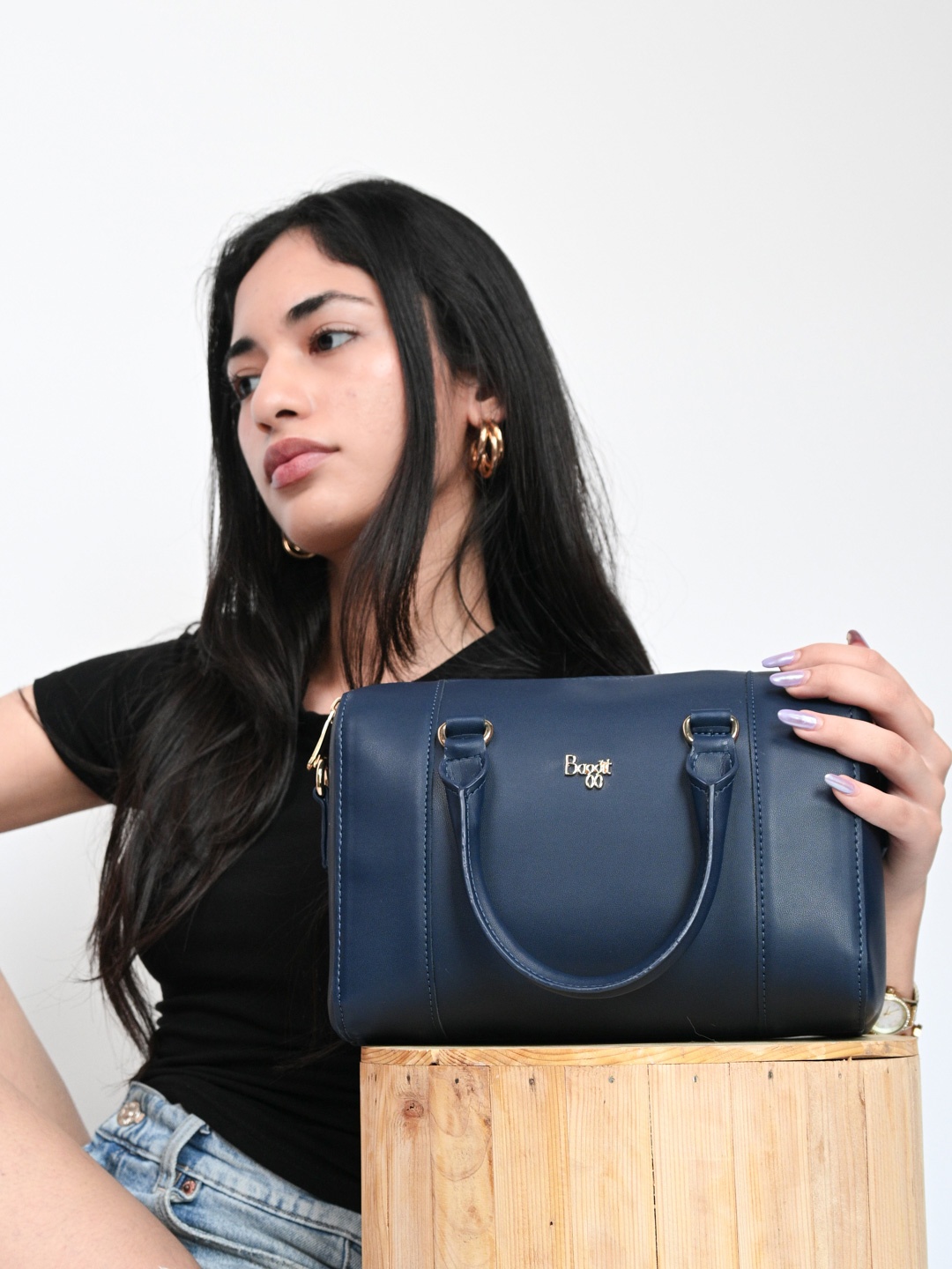 

Baggit PU Shopper Handheld Bag with Applique, Blue