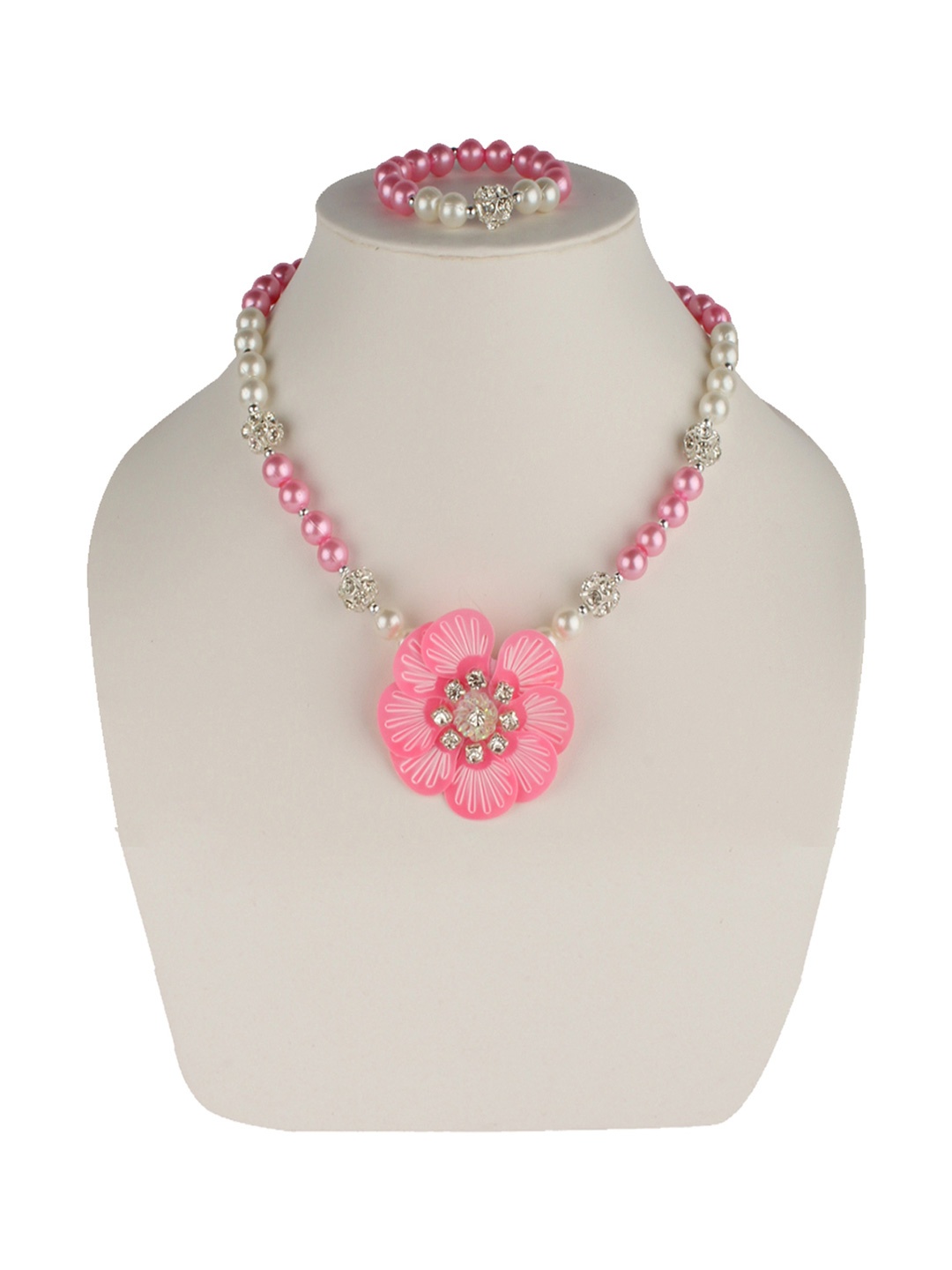 

Daizy Girls Beaded Necklace and Bracelet, Pink