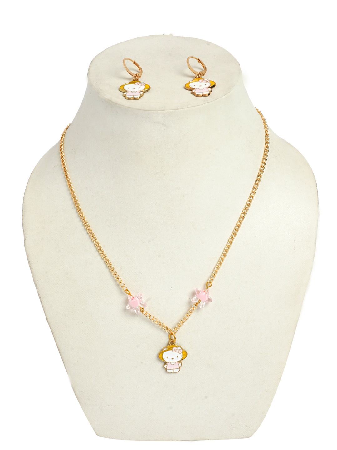 

Daizy Girls Enamelled Chain Pendent & Earing Jewellery Set, Gold