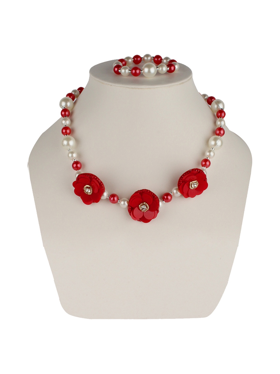 

Daizy Girls Flower Necklace & Bracelet Jewellery Set, Red