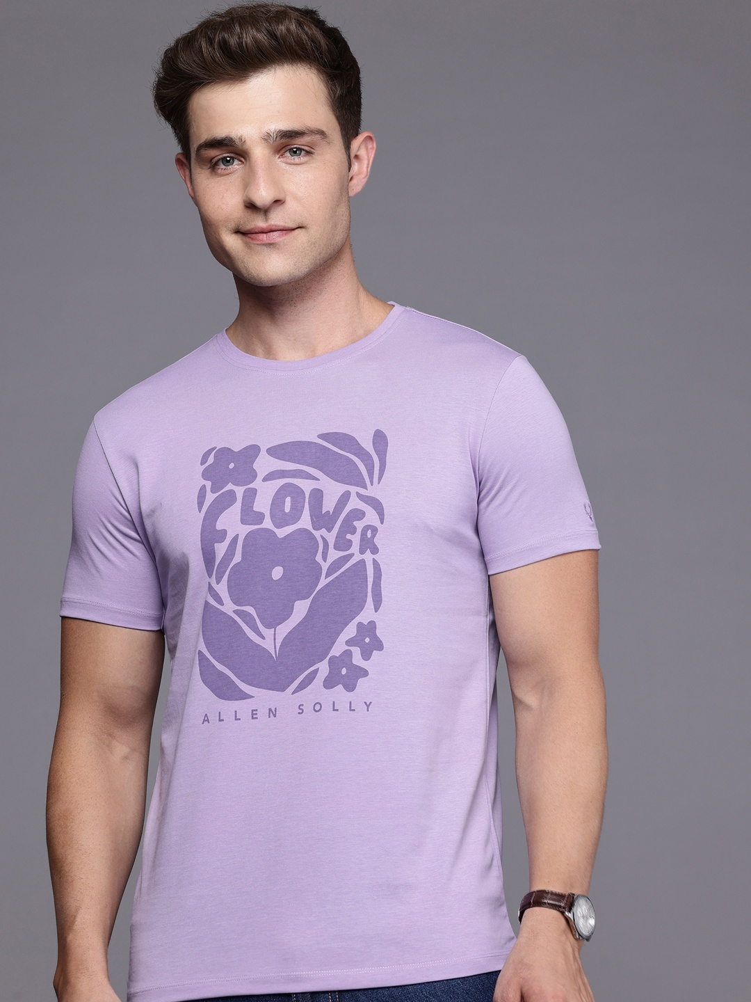 

Allen Solly Graphic Printed Slim Fit T-shirt, Purple