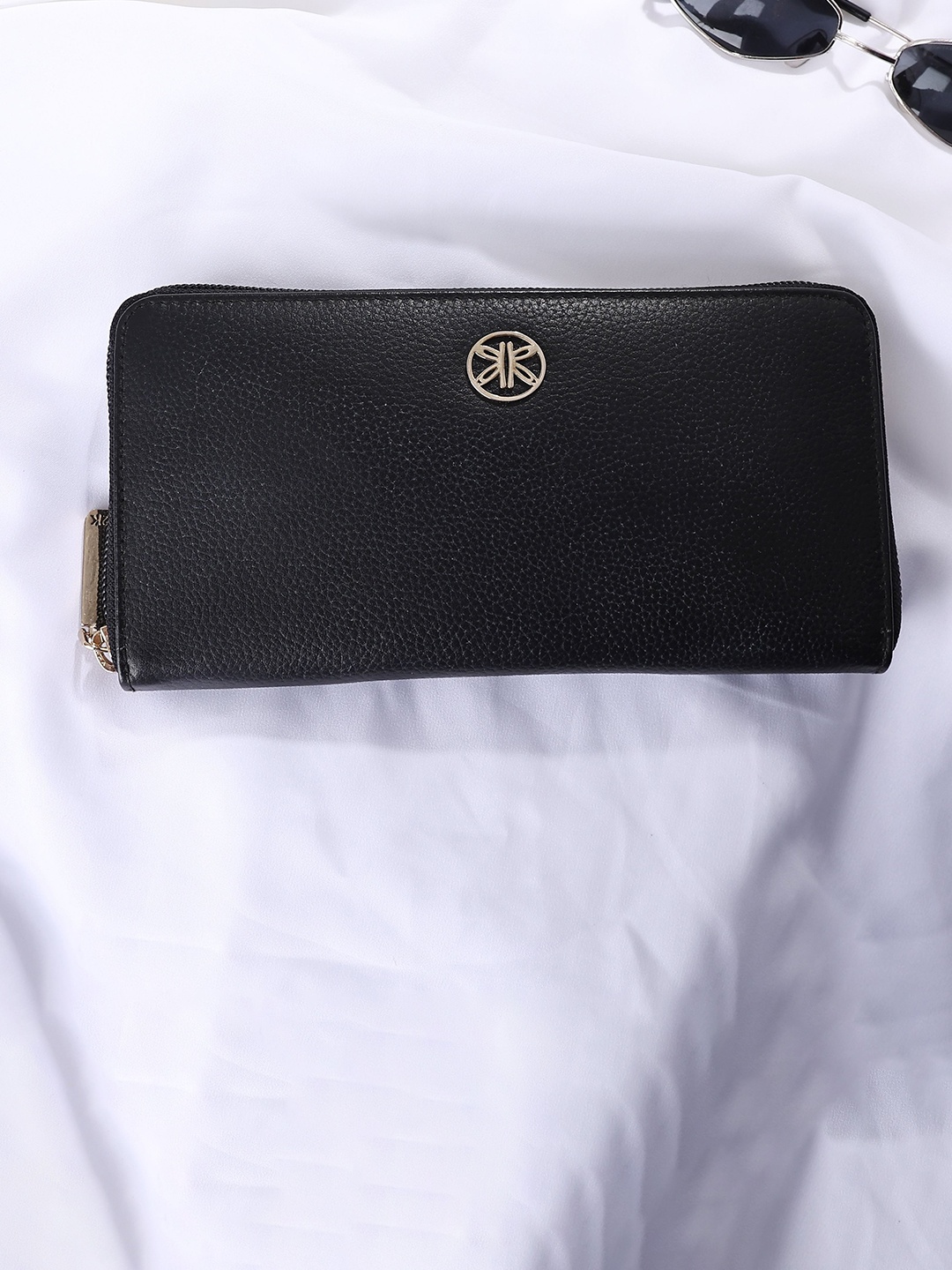 

RI2K LONDON Women Leather Zip Around Wallet, Black