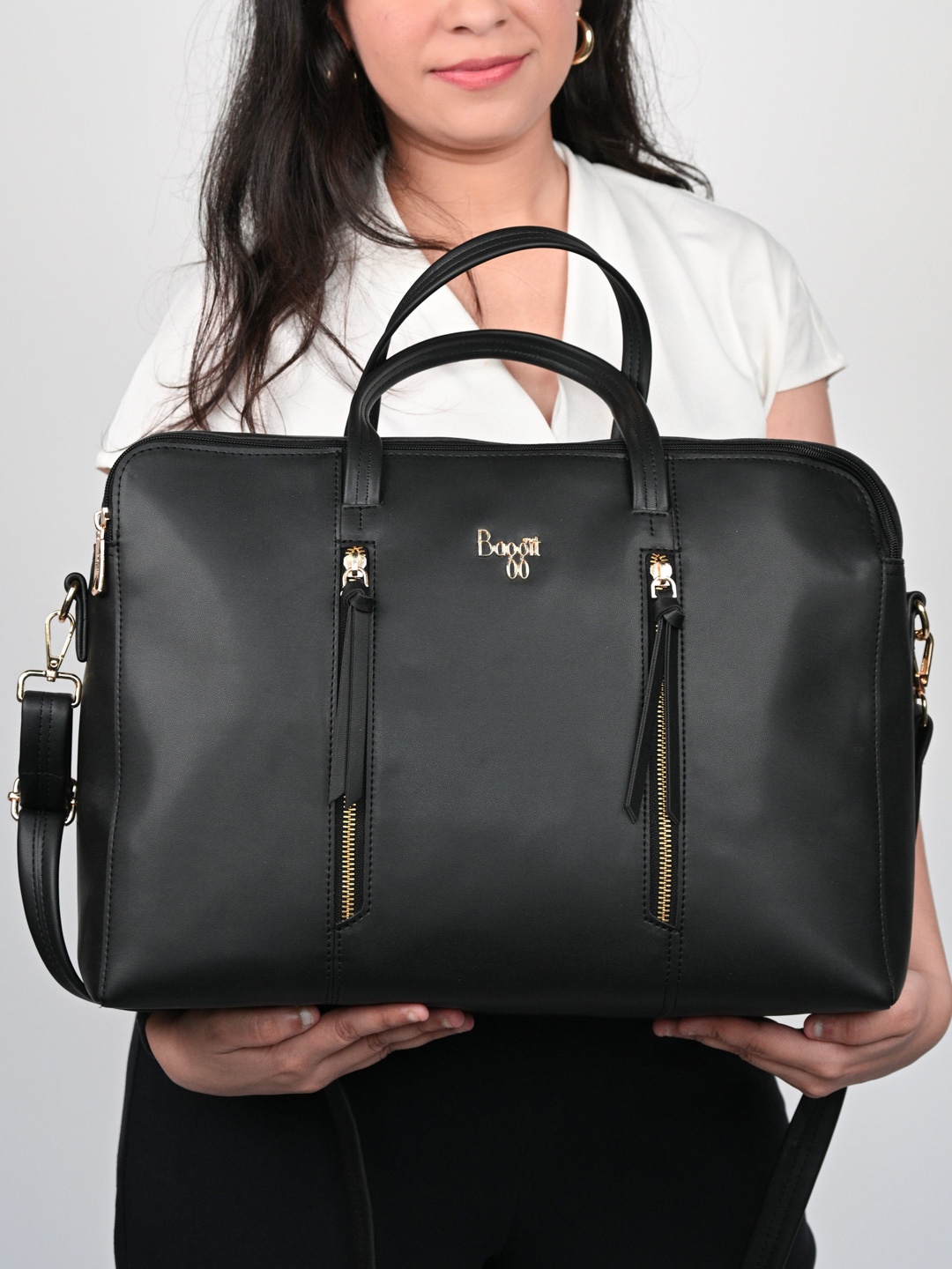 

Baggit Women PU Formal Laptop Bag, Black