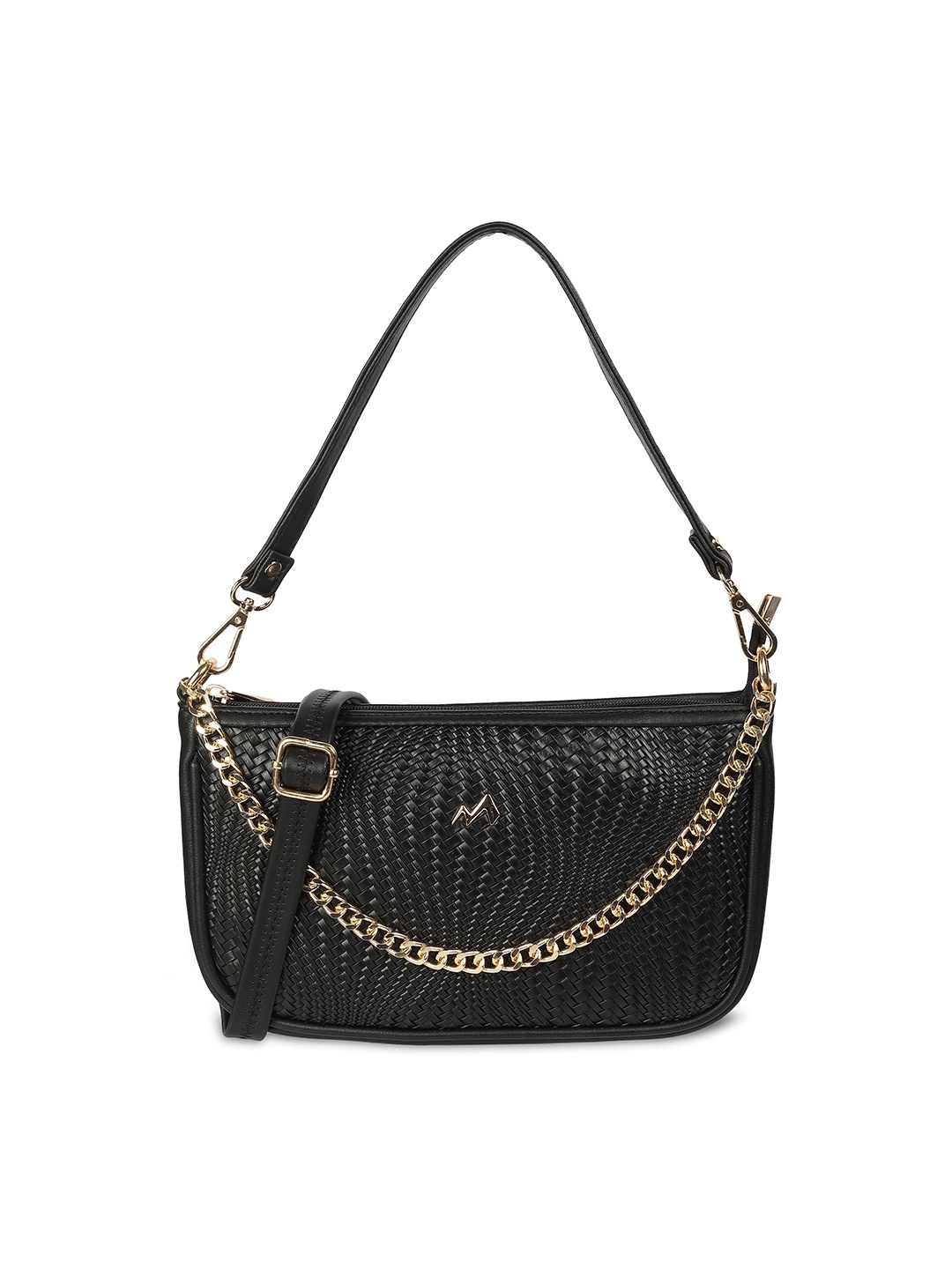 

Metro Women Textured PU Structured Sling Bag, Black