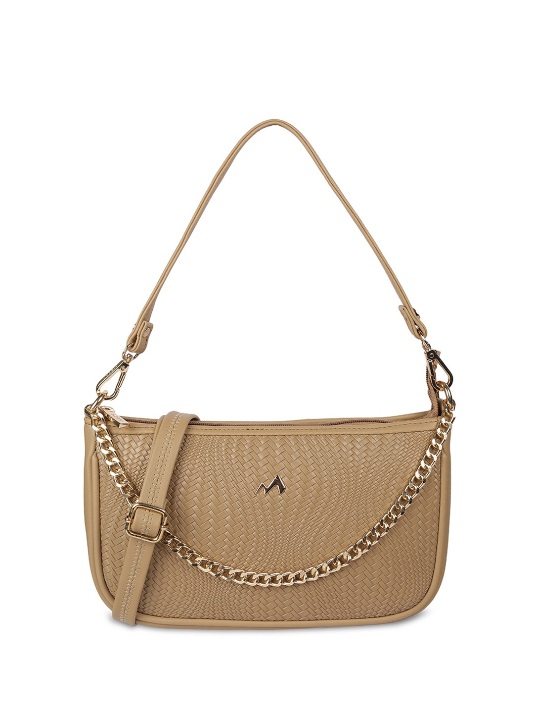 

Metro Women Structured Sling with Cut Work Bag, Beige