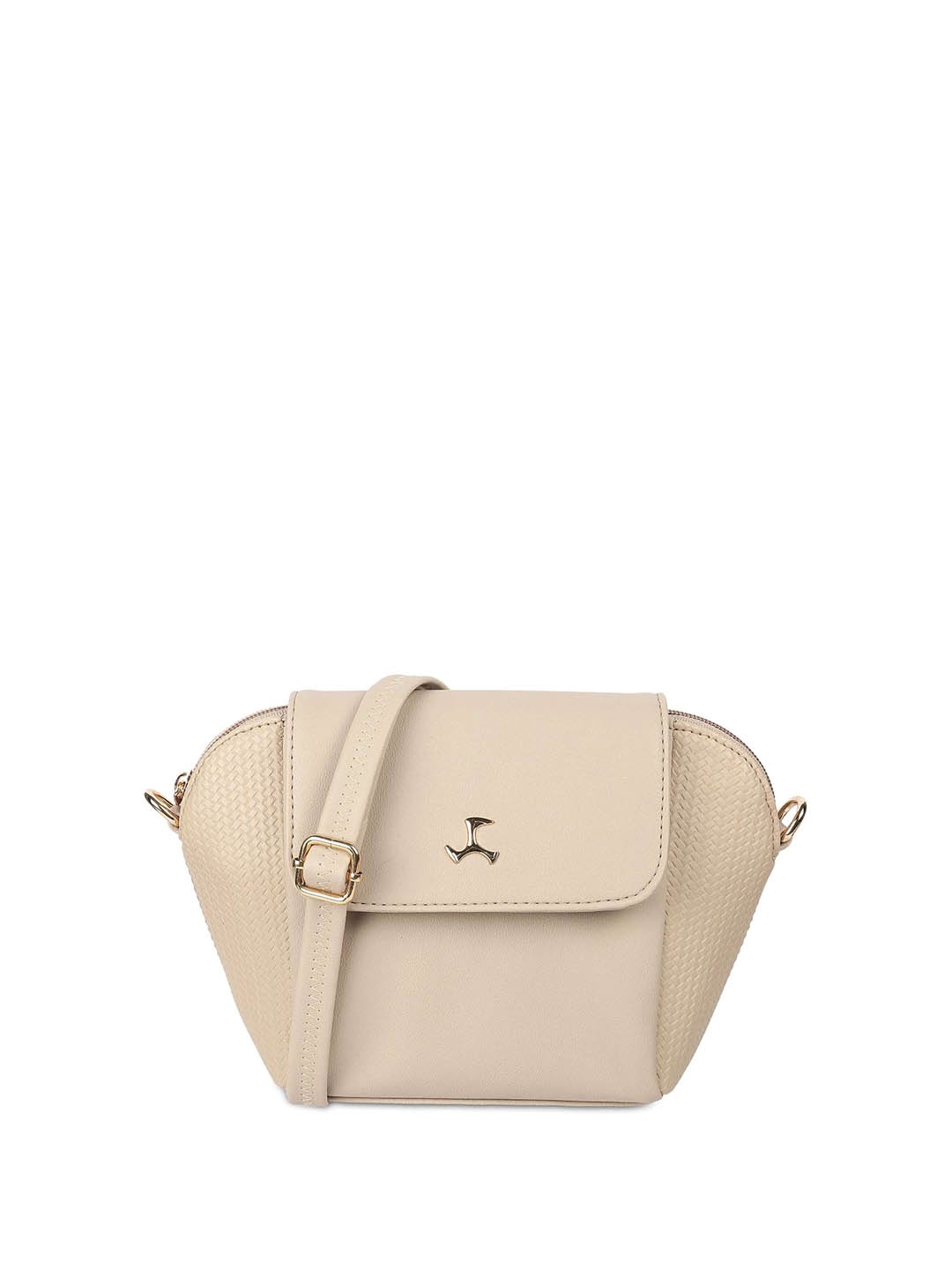 

Mochi Women Oversized Structured Cut Work With Sling Bag, Beige