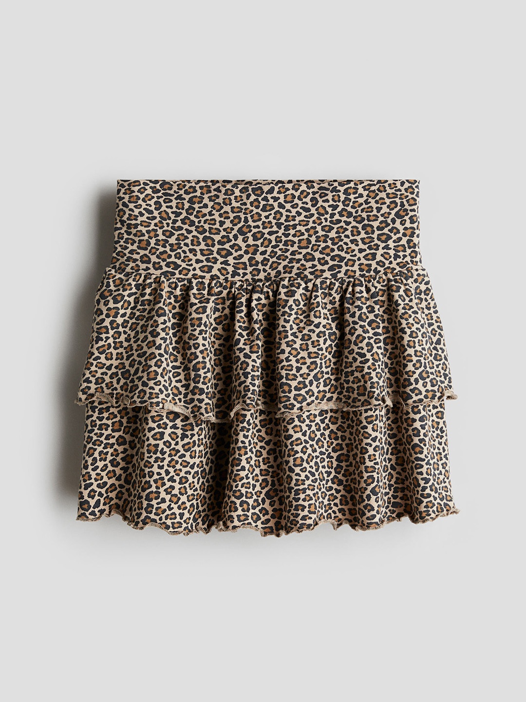 

H&M Girls Animal Printed Tiered Mini Skirt, Beige