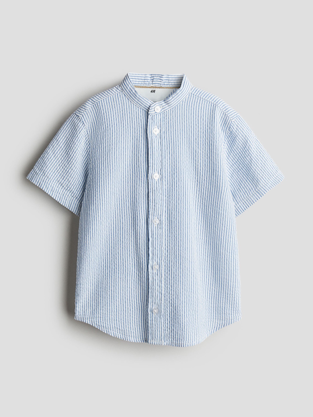 

H&M Boys Grandad Cotton Shirts, Blue