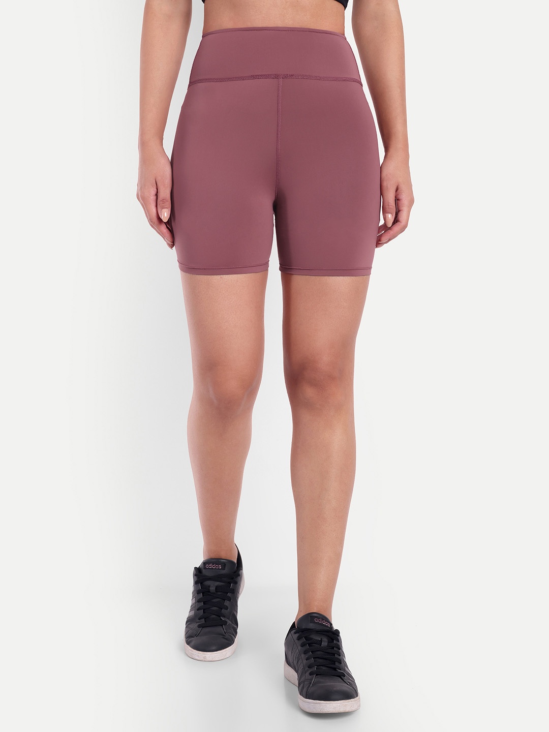 

So What Women Solid Skinny Fit High-Rise Yoga Sports Shorts, Pink