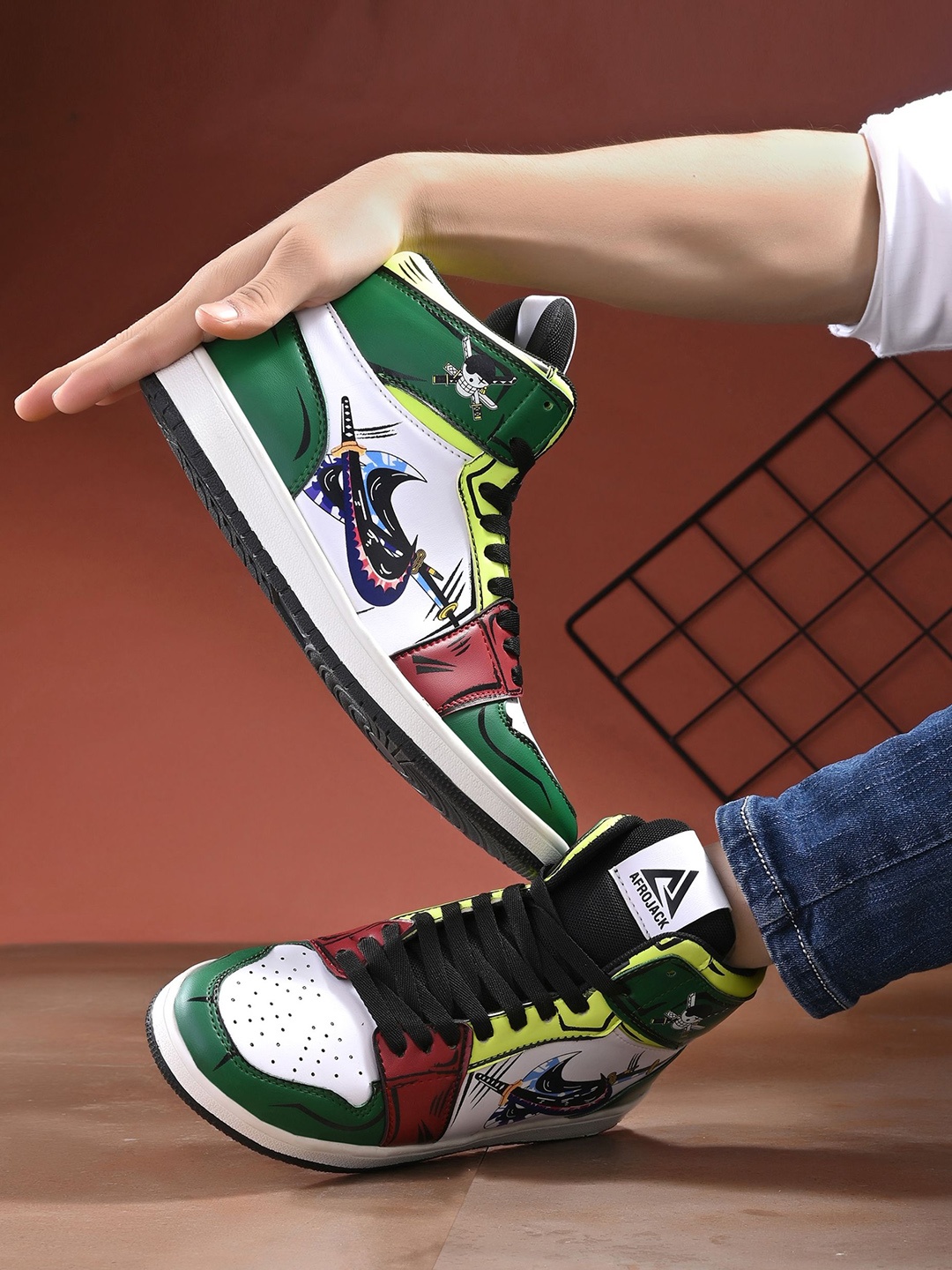 

AfroJack Men Printed Lace-Ups Sneakers, Green