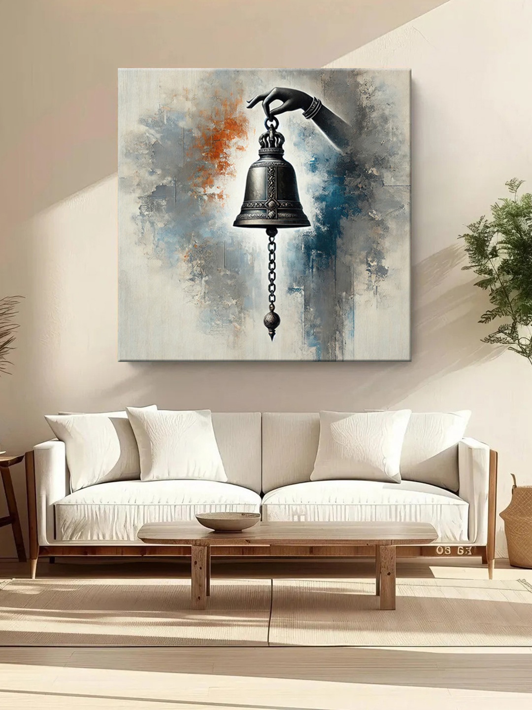 

999Store Grey & White Canvas Religious Wall Paintings Wall Art