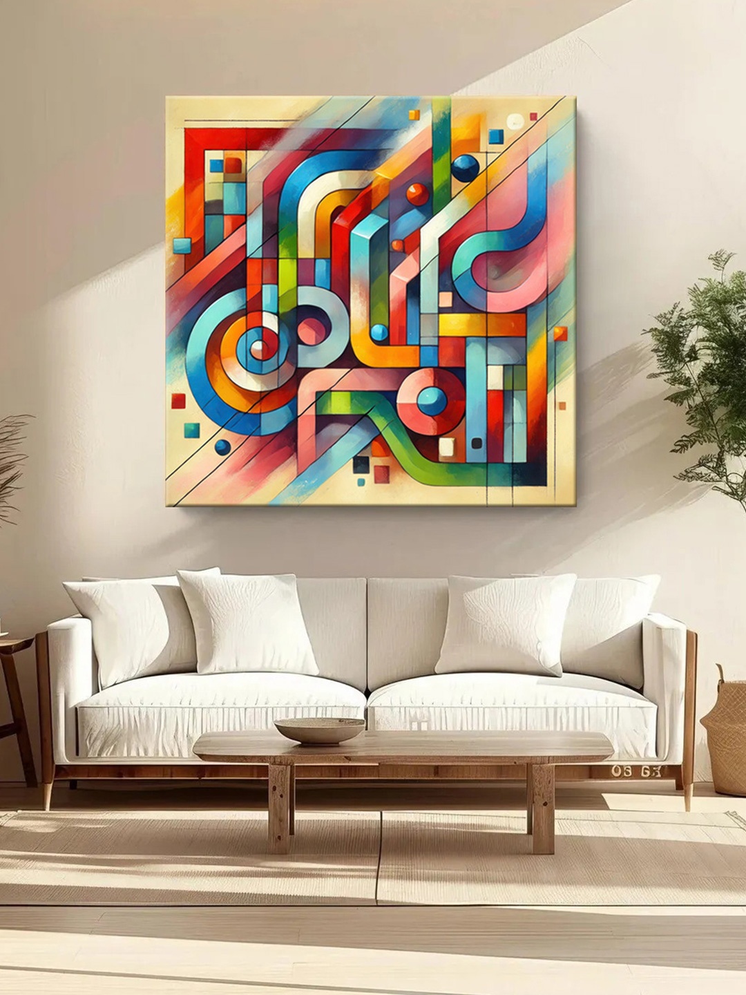 

999Store Red & Blue Canvas Abstract Wall Paintings Wall Art