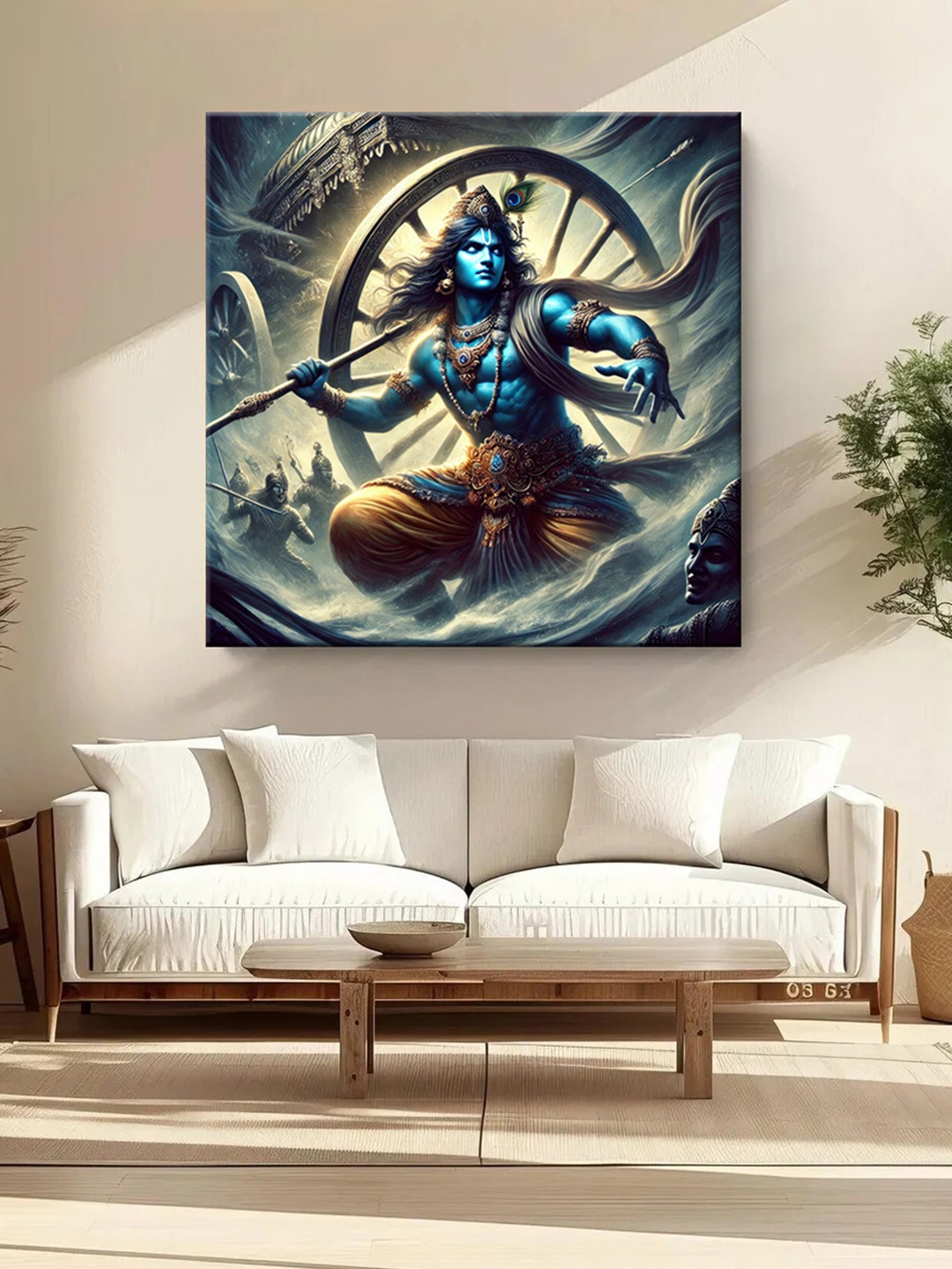 

999Store Grey & Blue Canvas Religious Wall Painting