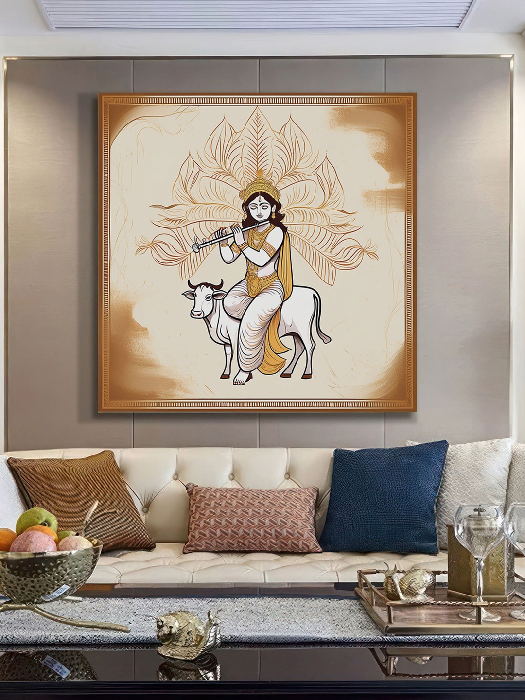 

999Store Brown & White Canvas Religious Wall Paintings Wall Art