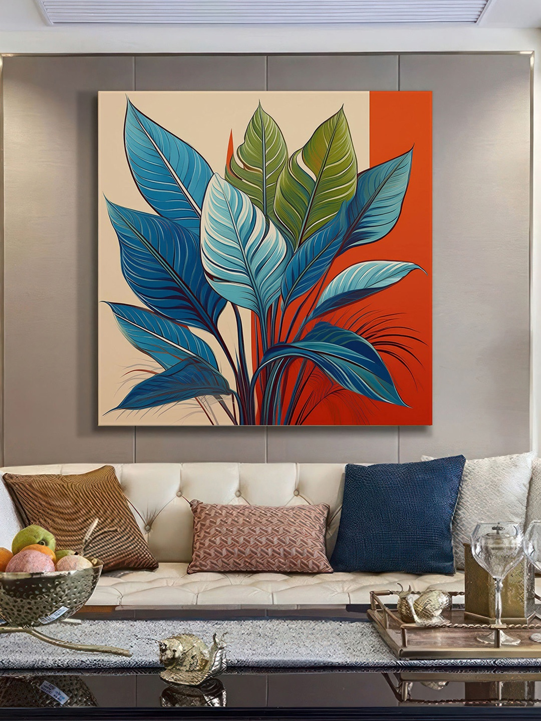 

999Store Green & Blue Modern Botanical Art Canvas Wall Paintings