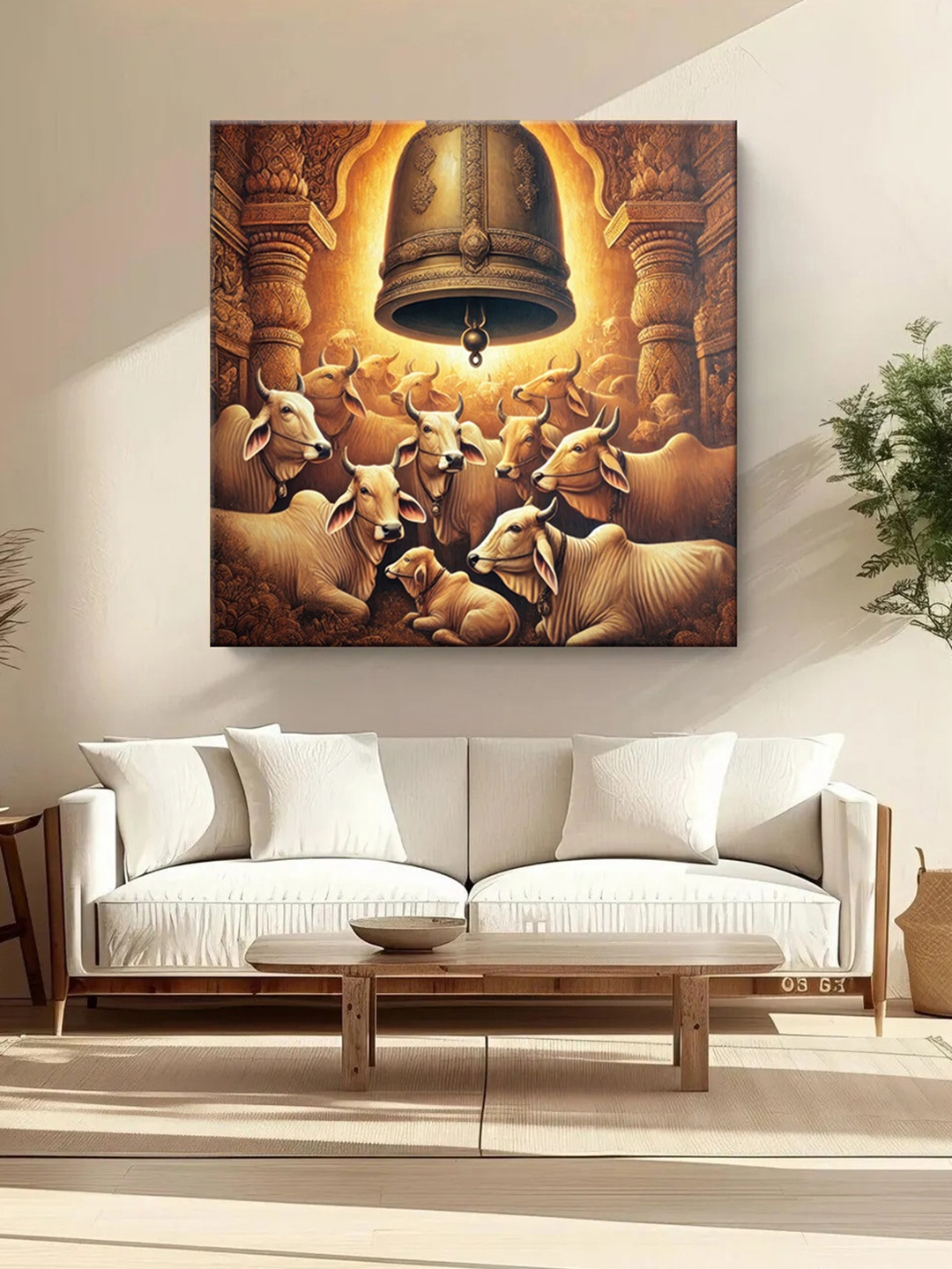 

999Store Brown & Yellow Canvas Abstract Wall Paintings Wall Art