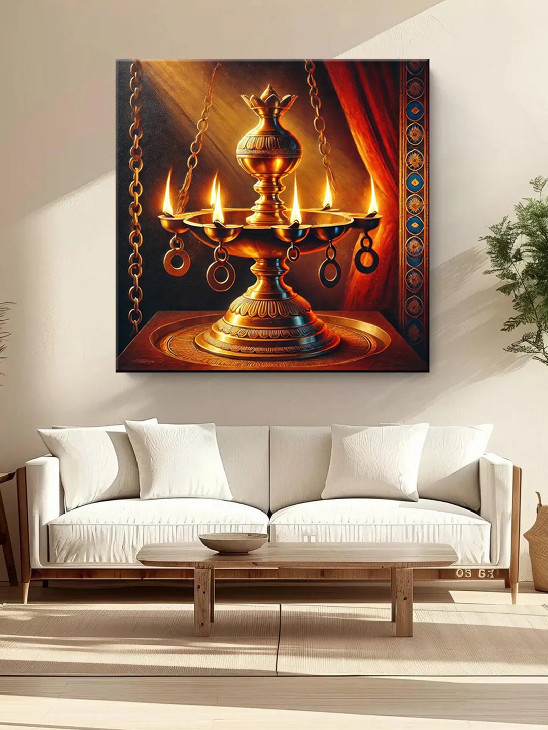 

999Store Brown & Yellow Canvas Religious Wall Paintings Wall Art